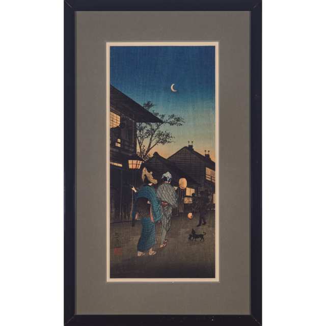 Three Prints After Hiroshige, Including 'Evening Rain at Azumi-no Mori'