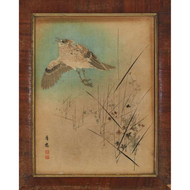 Two Japanese Watercolours of Birds, Late 19th Century