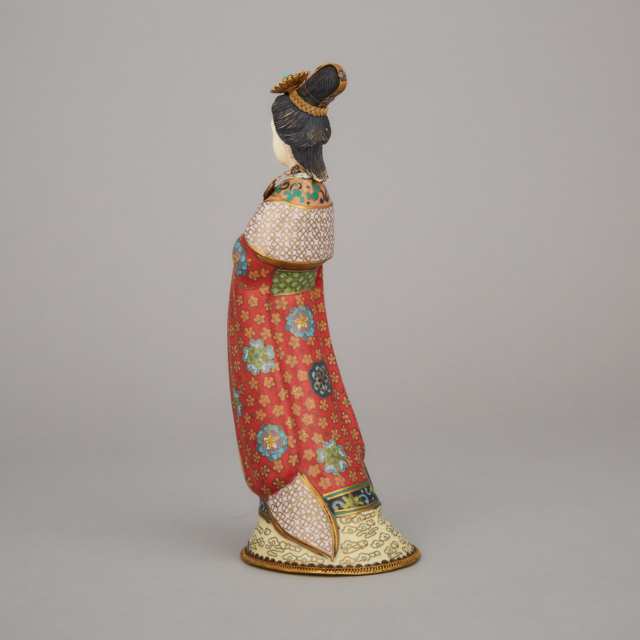 A Chinese Cloisonné Figure of a Lady, Mid-20th Century