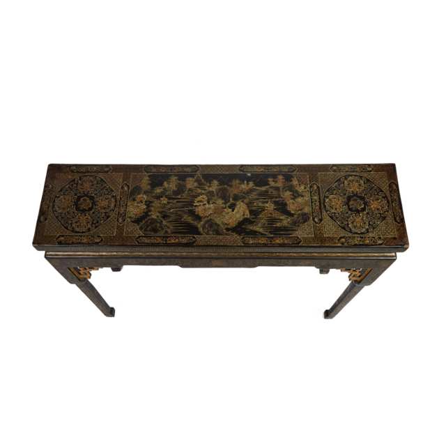 A Gilt Black Lacquer Painted Altar Table