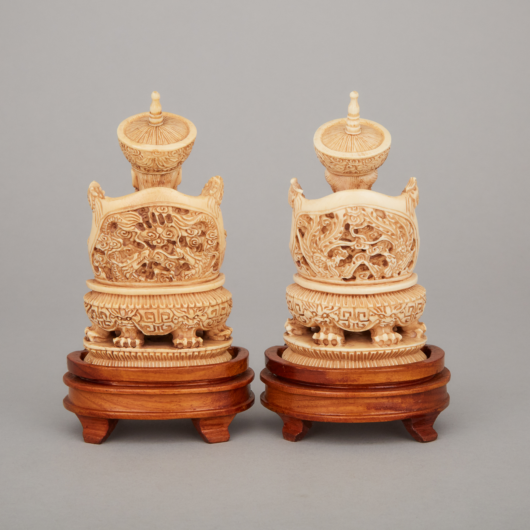 An Ivory Carved King and Queen Pair