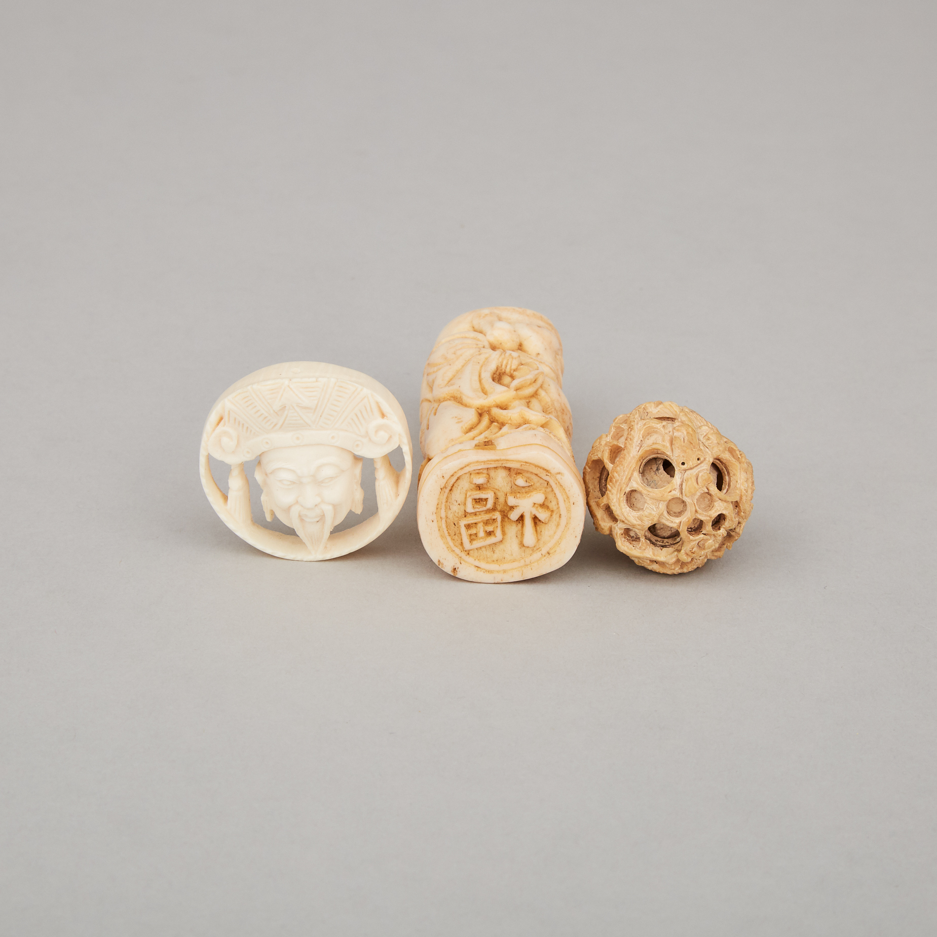 A Group of Three Ivory Carvings, Early 20th Century