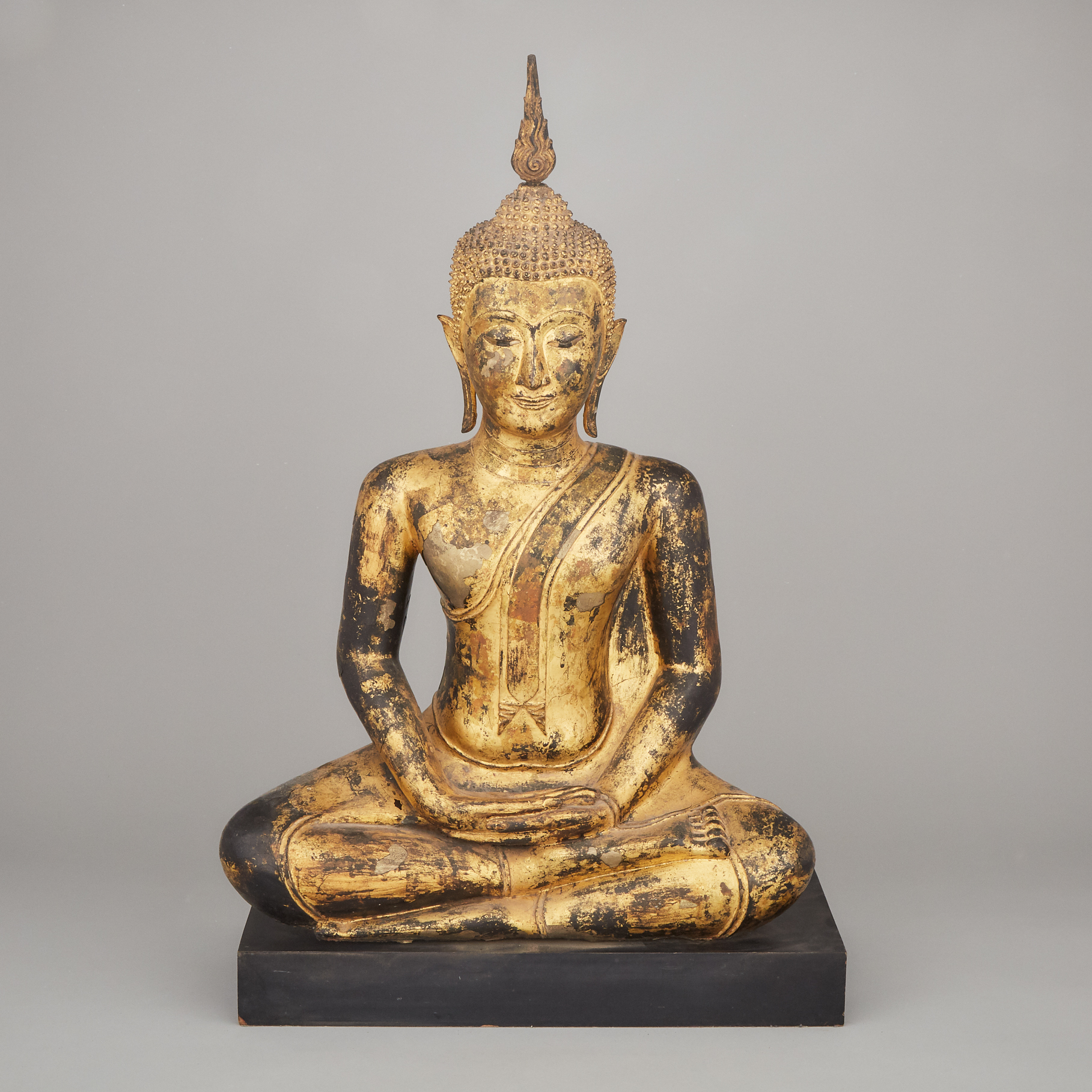 A Rattanakosin Gilt Lacquered Bronze Buddha, Thailand, 19th Century 