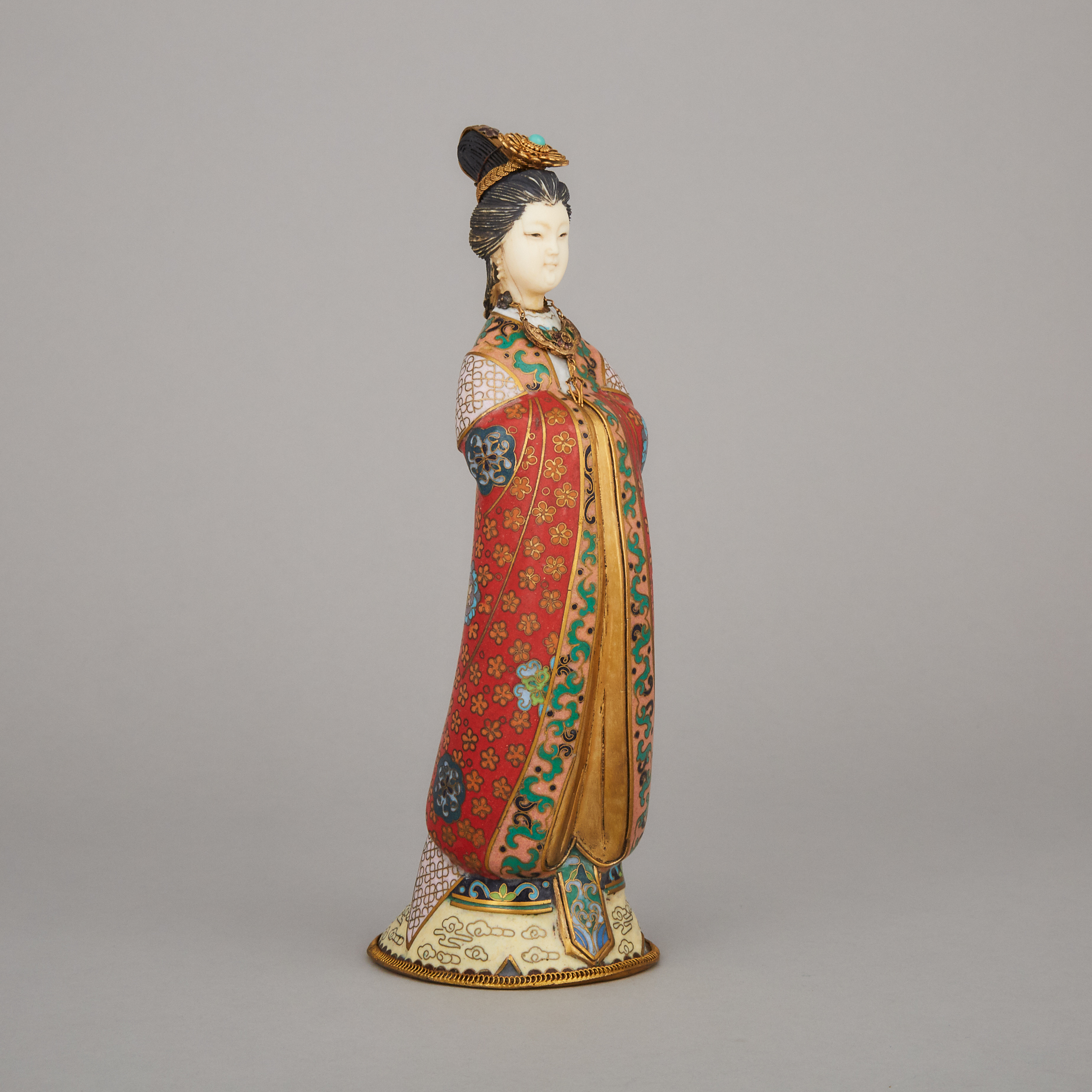 A Chinese Cloisonné Figure of a Lady, Mid-20th Century