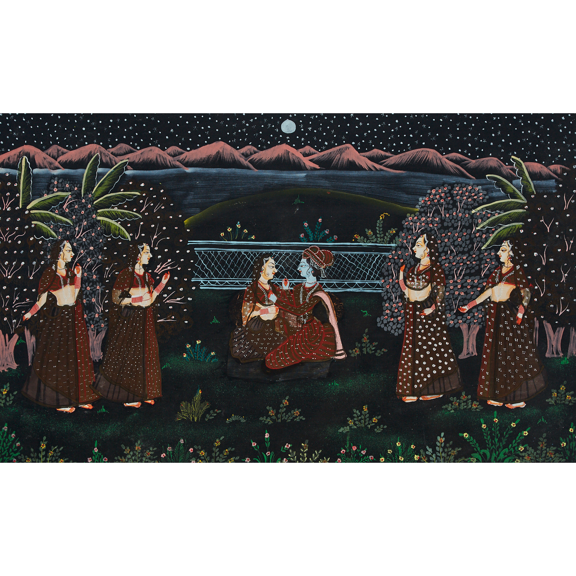 A Painting of Krishna and Gopis