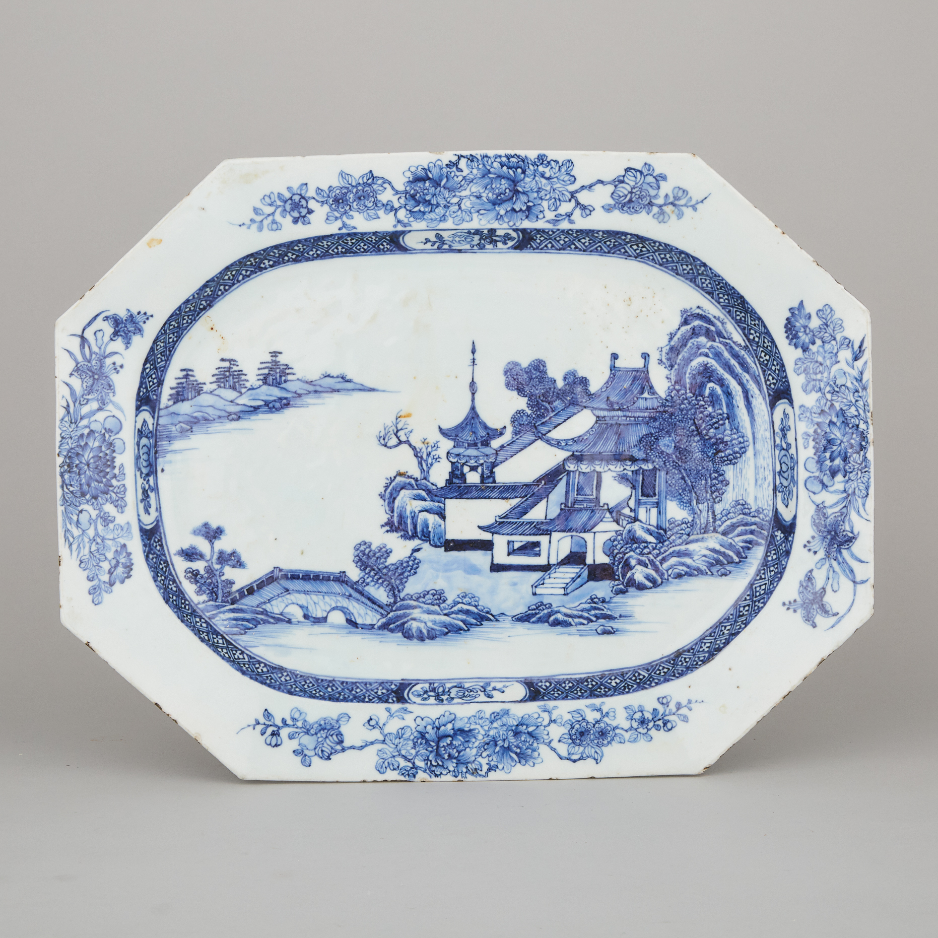 A Chinese Export Blue and White Platter, 18th Century