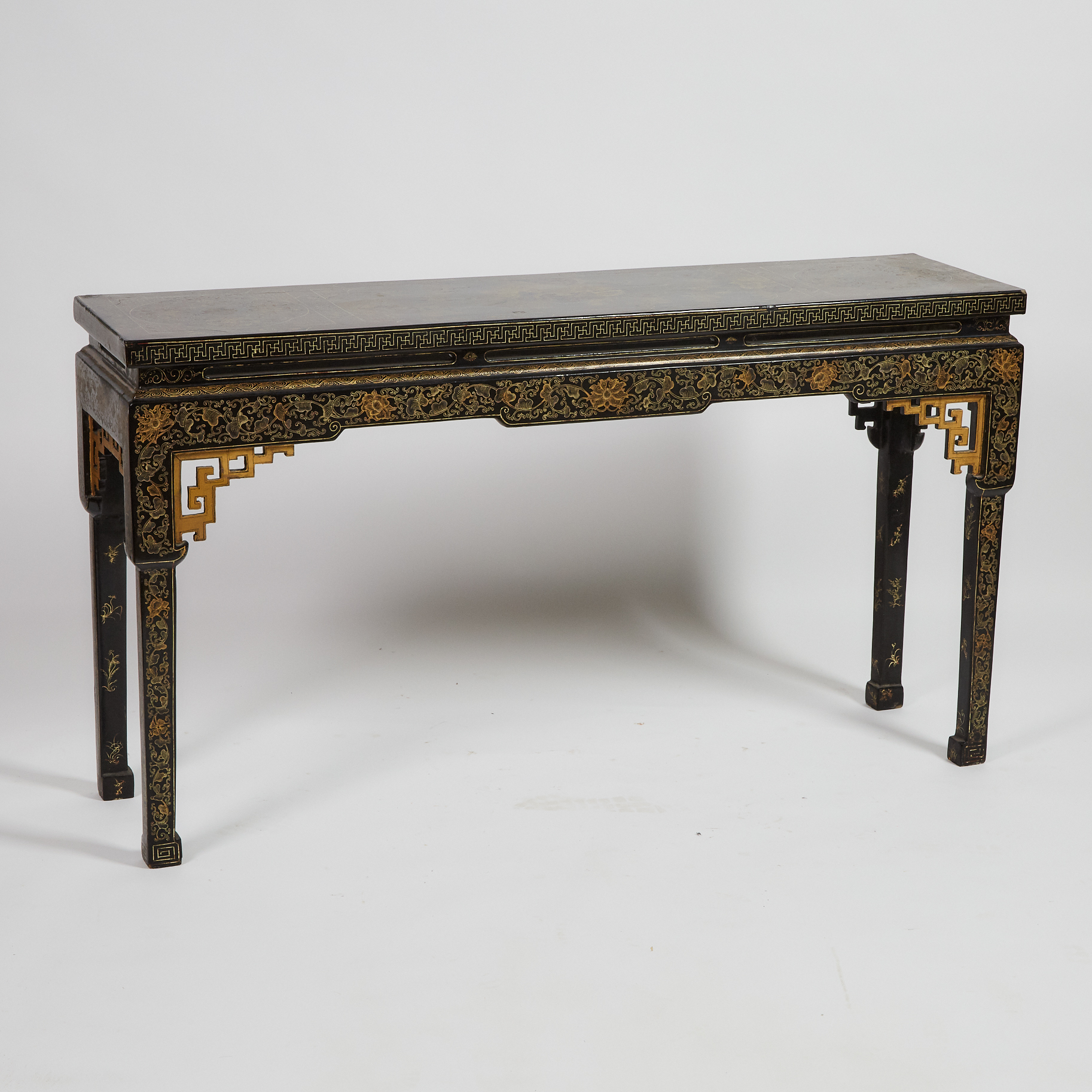 A Gilt Black Lacquer Painted Altar Table