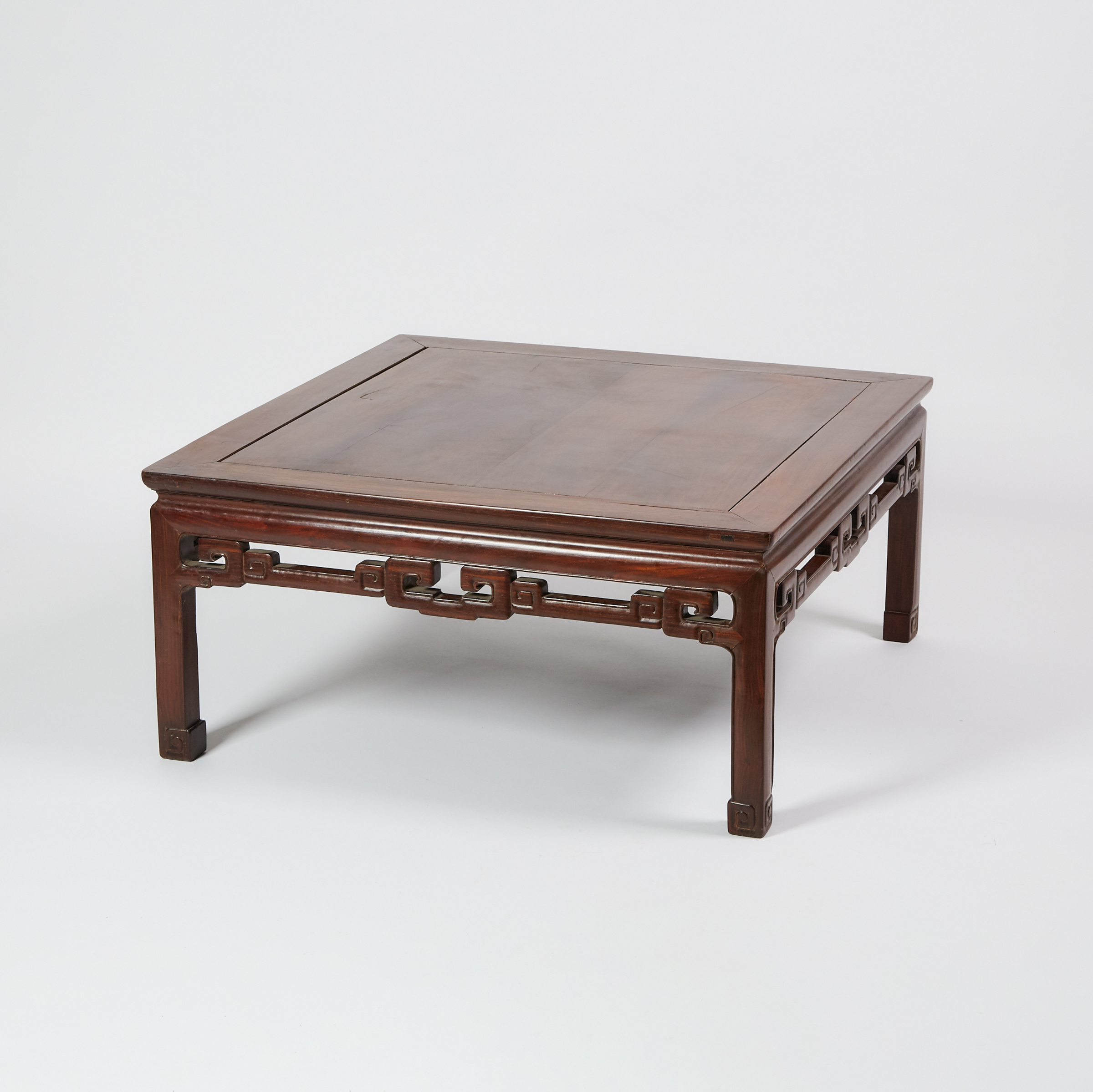 A Rosewood Carved Square 'Kang' Table