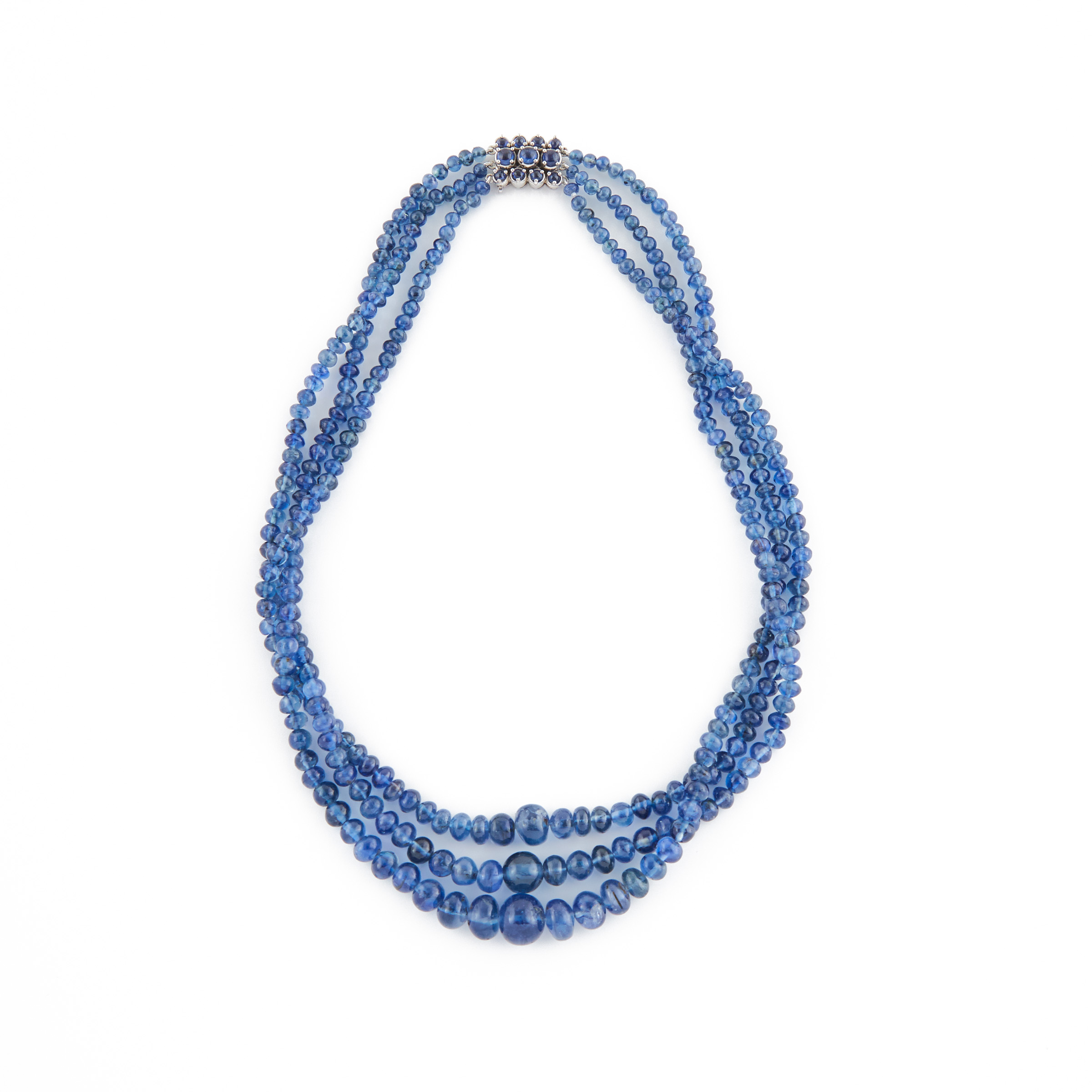 Meister Triple Strand Graduated Sapphire Bead Necklace