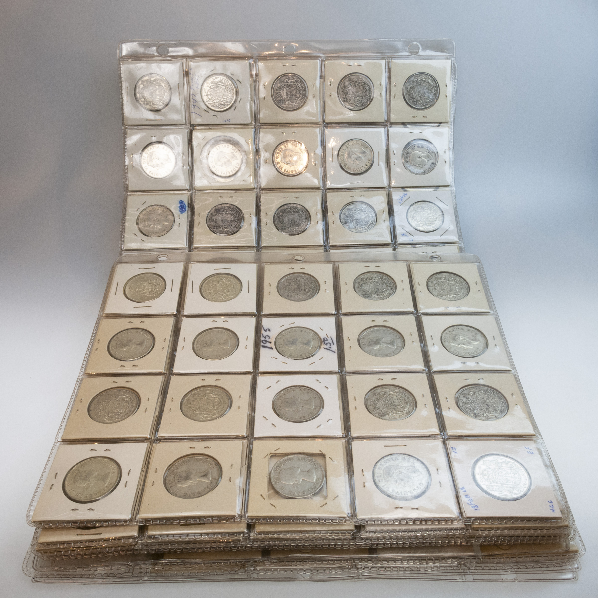 Coin Collector Album Pages Containing 267 Various Coins