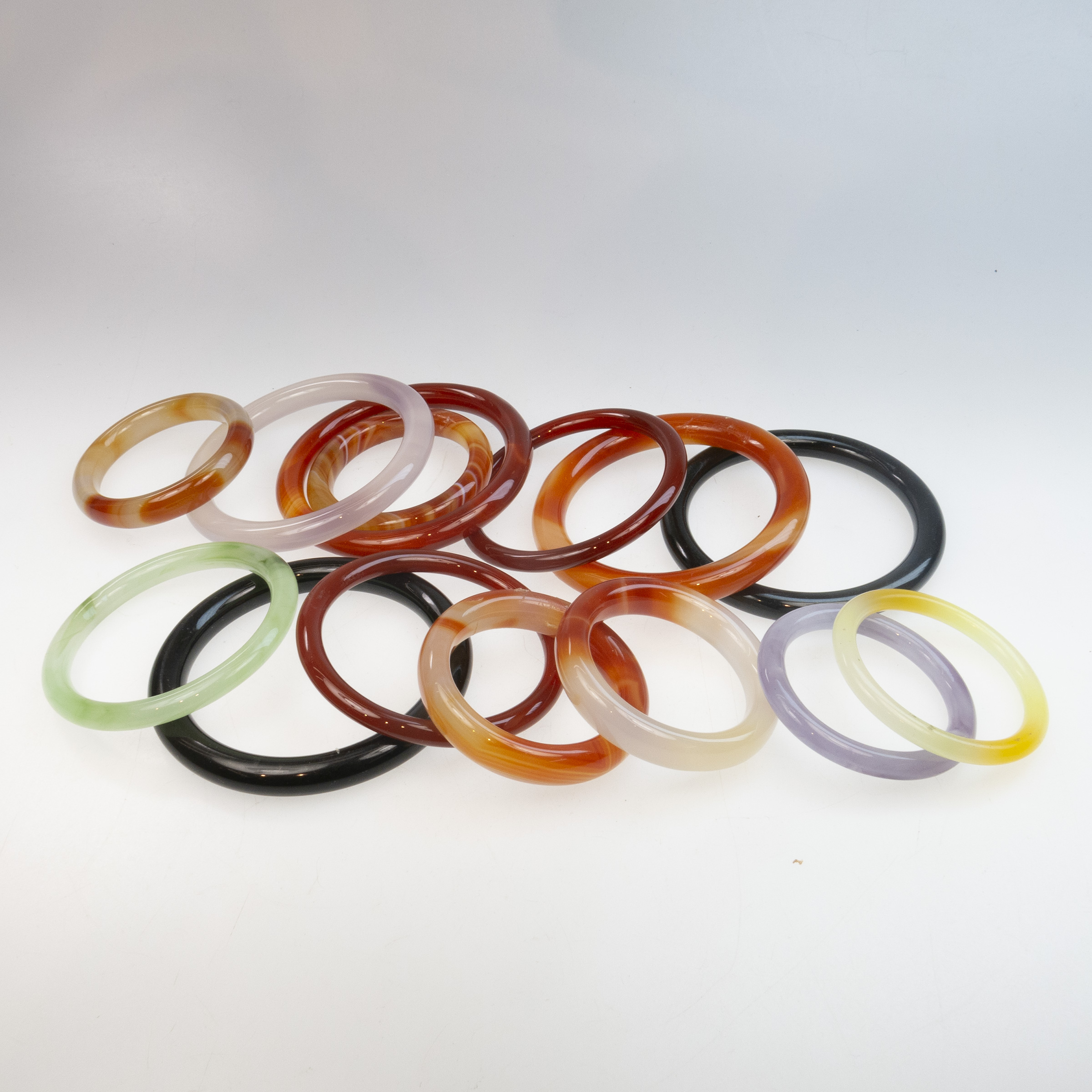 14 Various Agate and Glass Bangles
