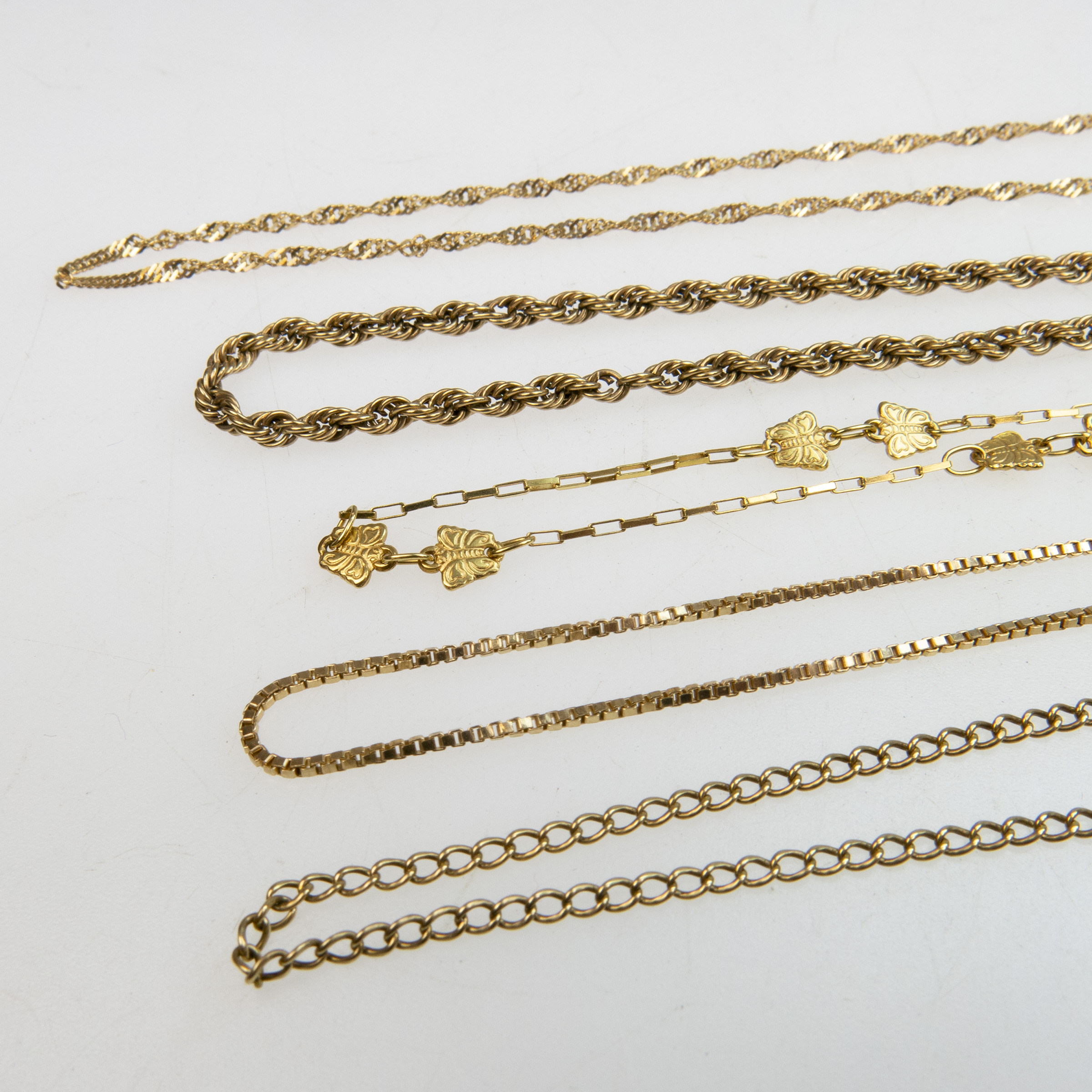 1 x 18k, 1 x 9k and 3 x 10k Yellow Gold Chains