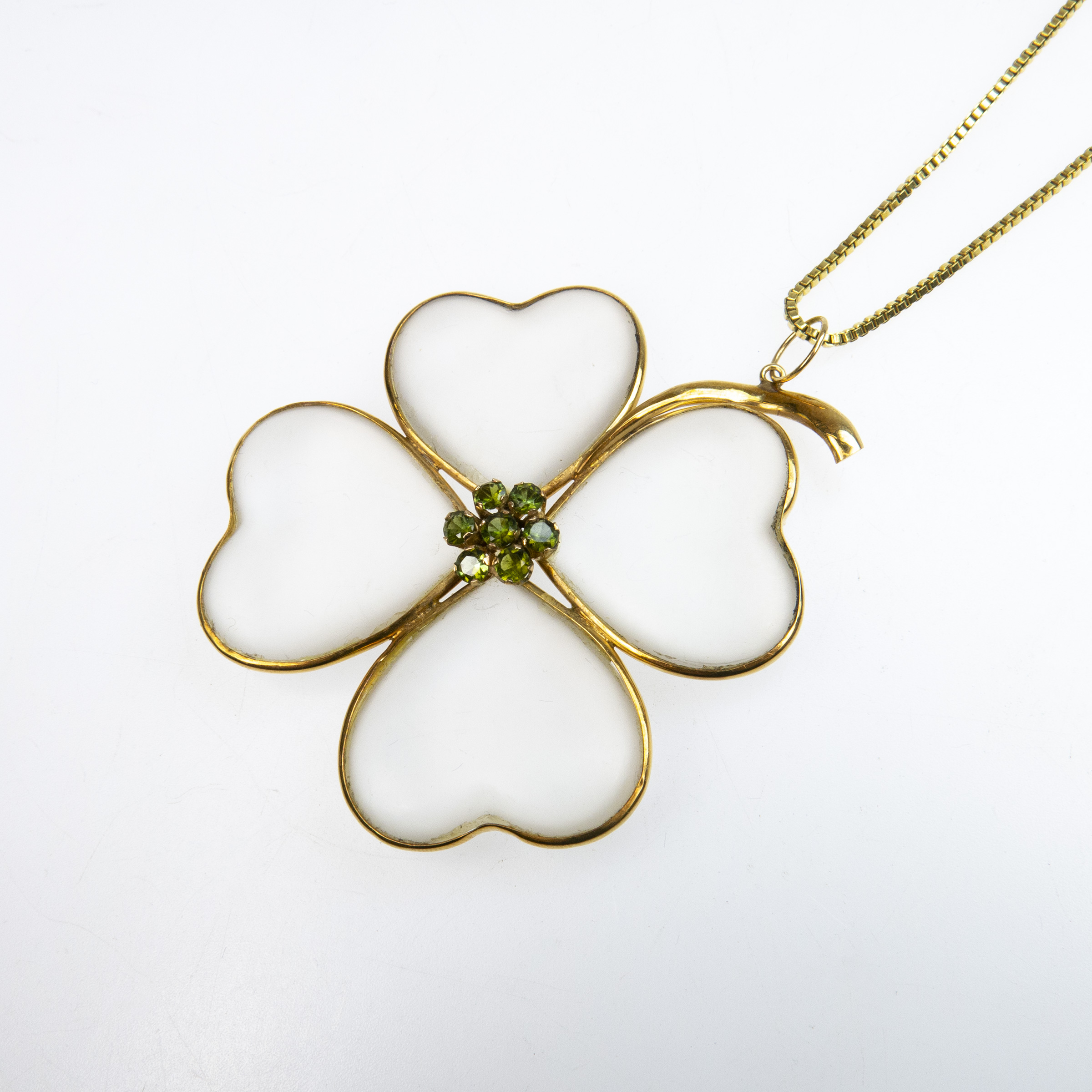 18k Yellow Gold Four Leaf Clover Pendant