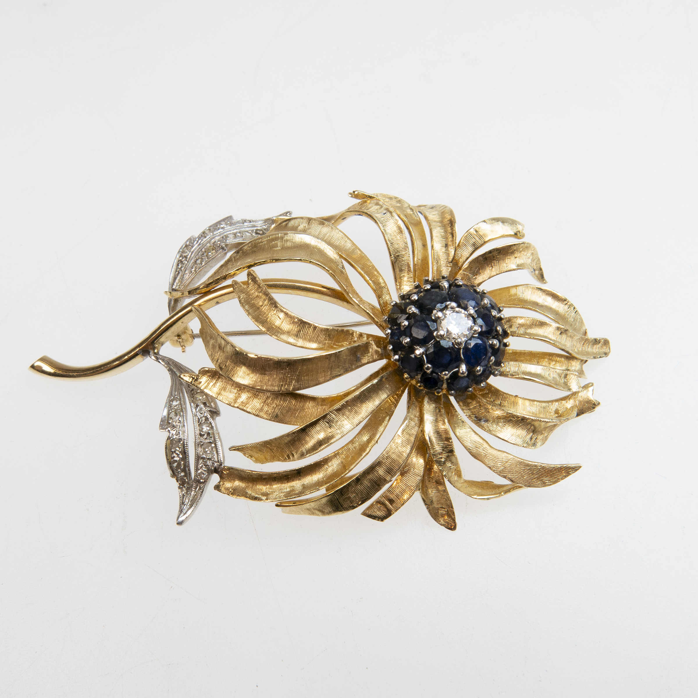 14k Yellow and White Gold Floral Brooch