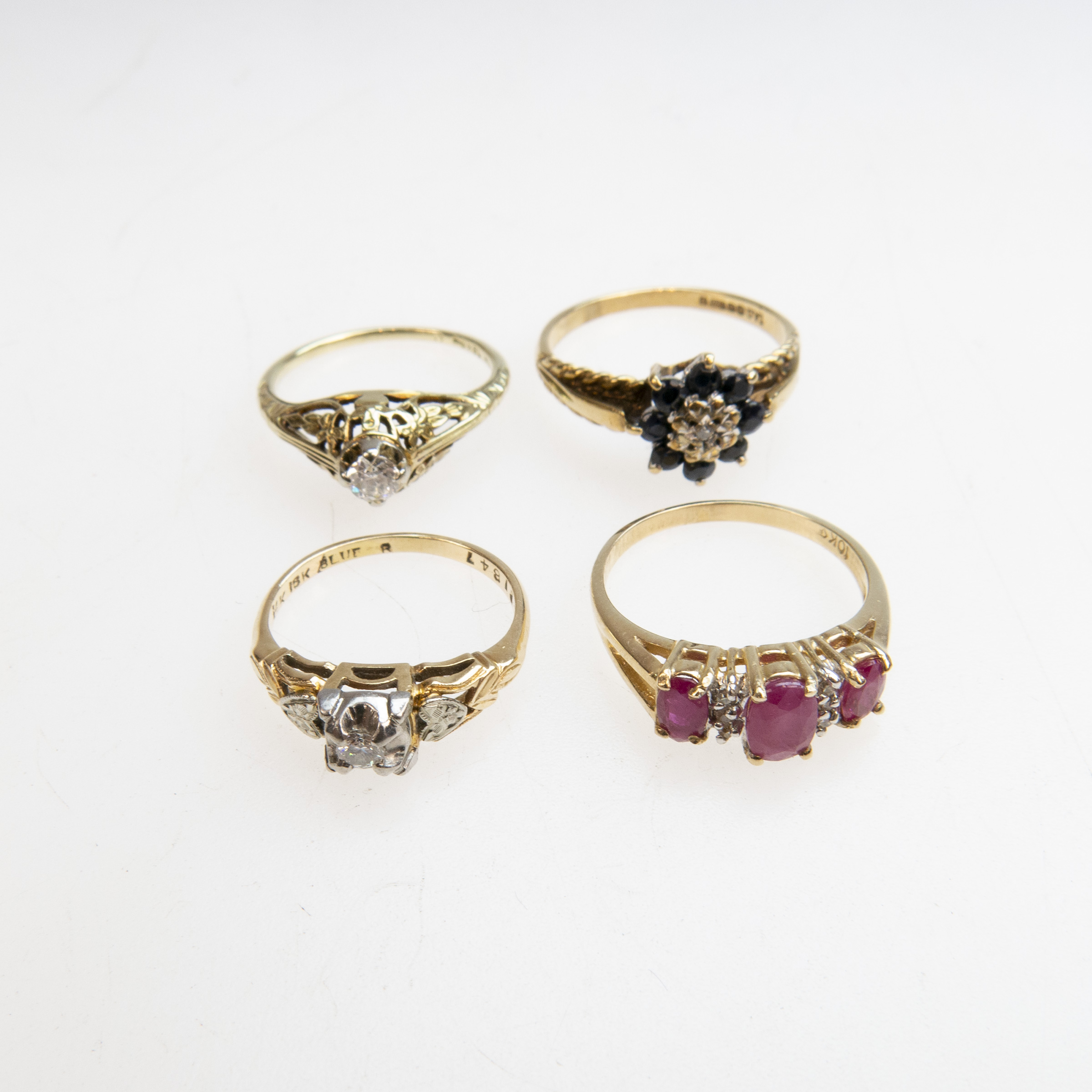 1 x 9k, 1 x 10k and 2 x 14k Yellow Gold Rings