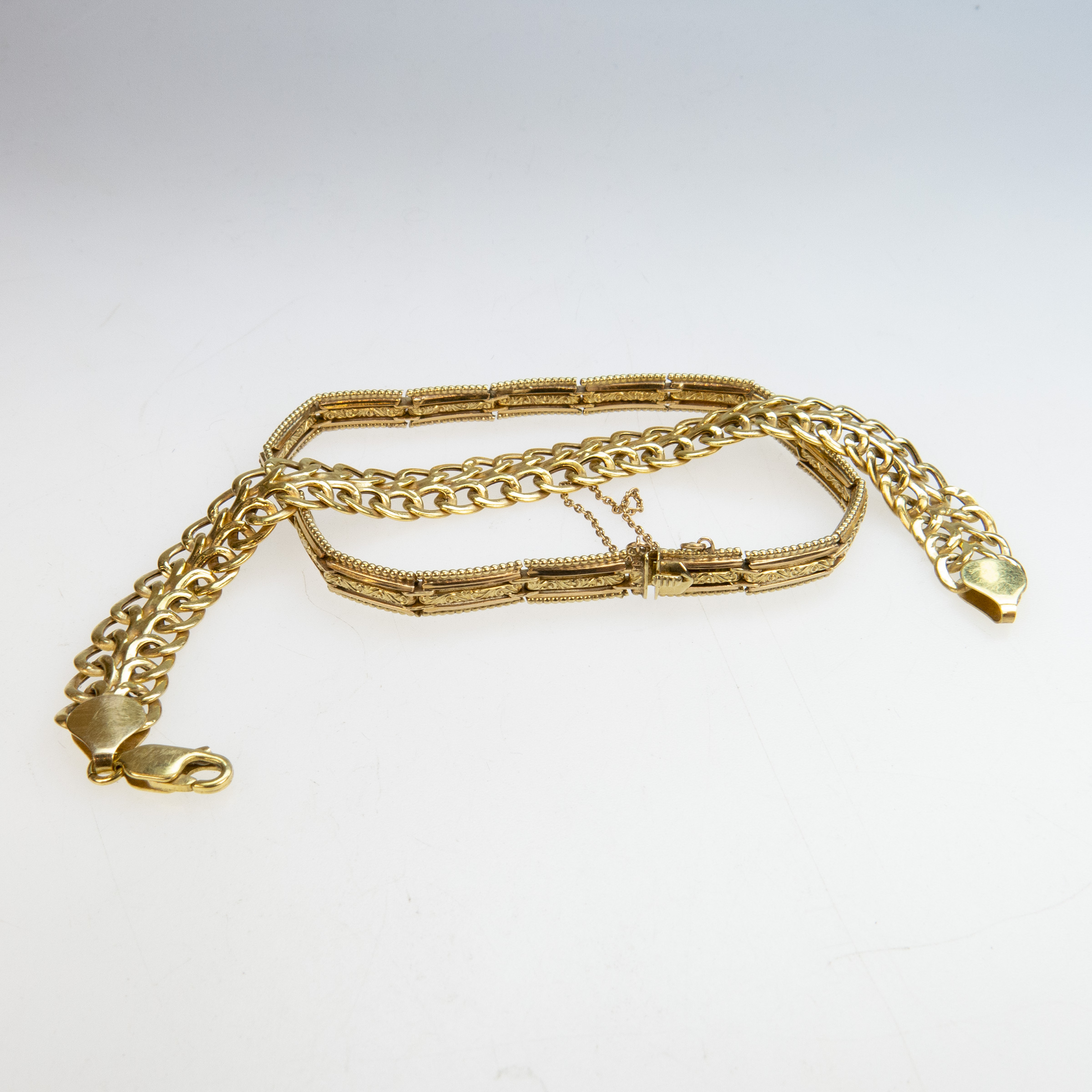 Italian and Czechoslovakian 14k Yellow Gold Bracelets