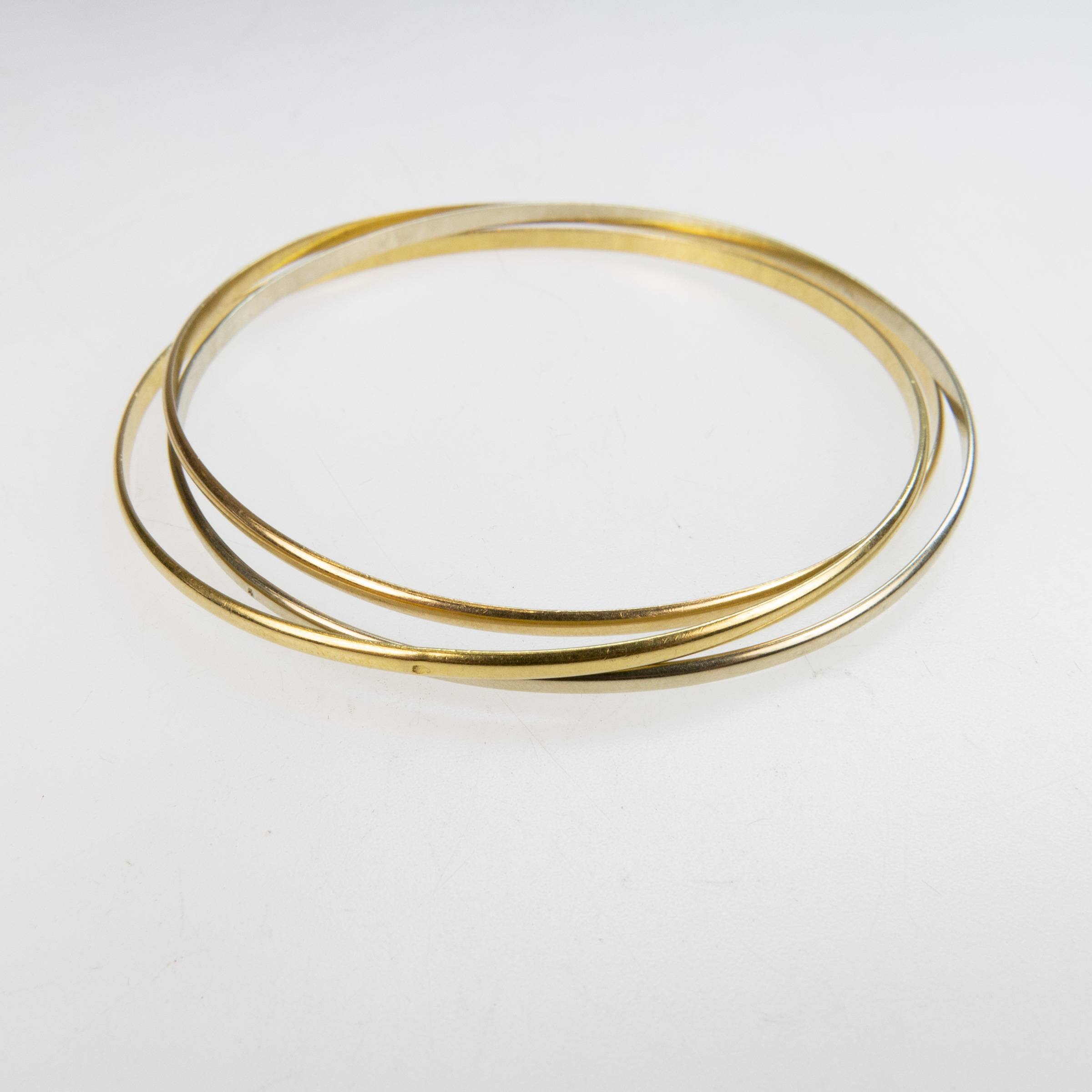 French 18k Yellow and White Gold Trinity Bangle