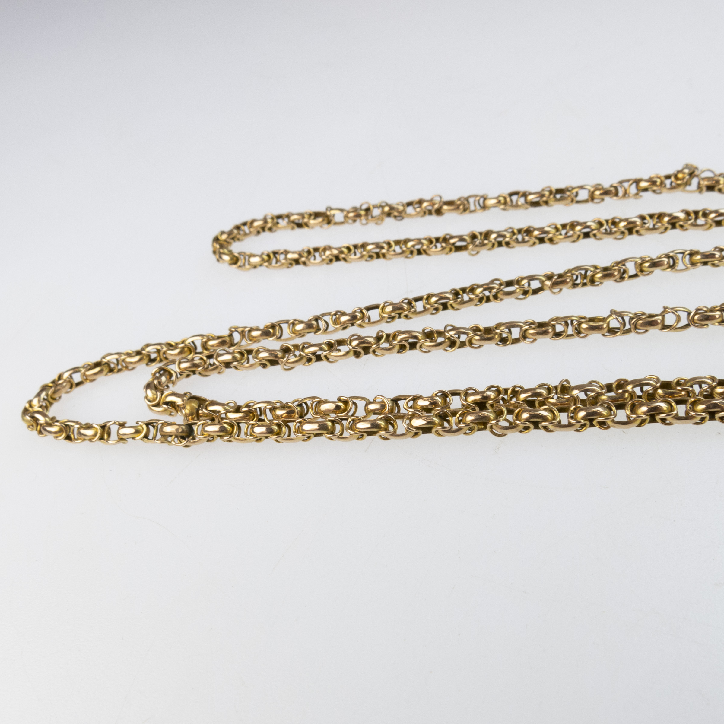 English 9k Yellow Gold Cable Link Watch Chain
