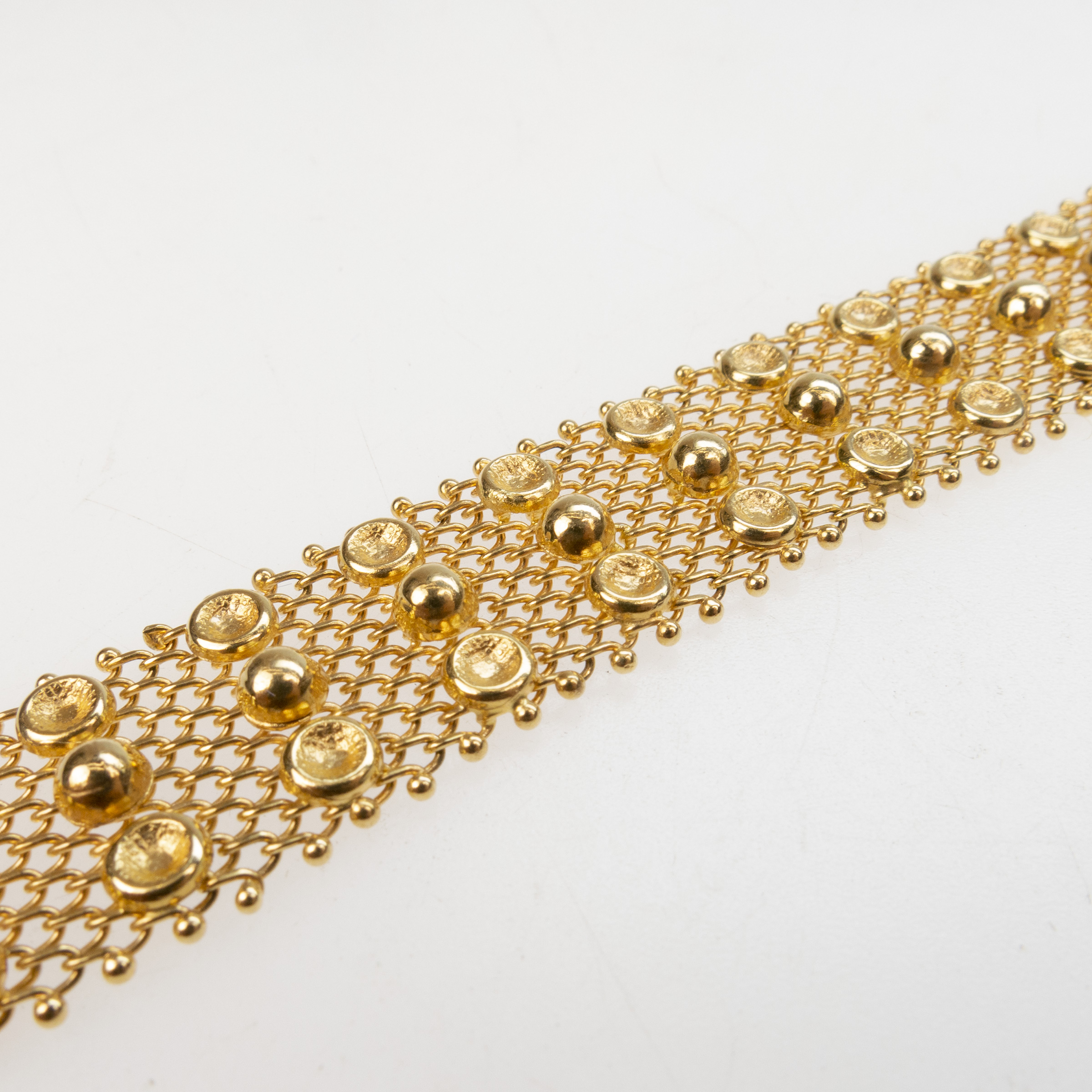 Italian 18k Yellow Gold Woven Mesh Strap Bracelet