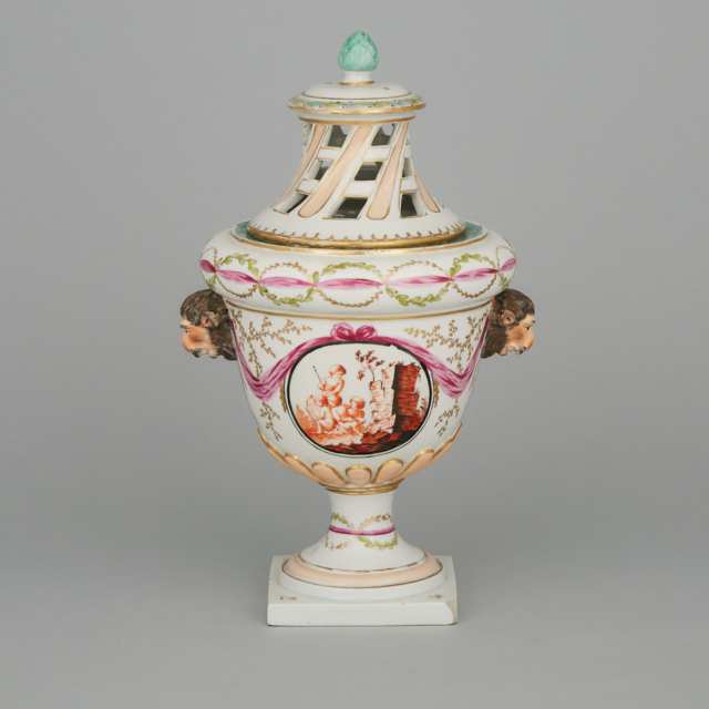 German Porcelain Potpourri Vase and Cover, 19th century