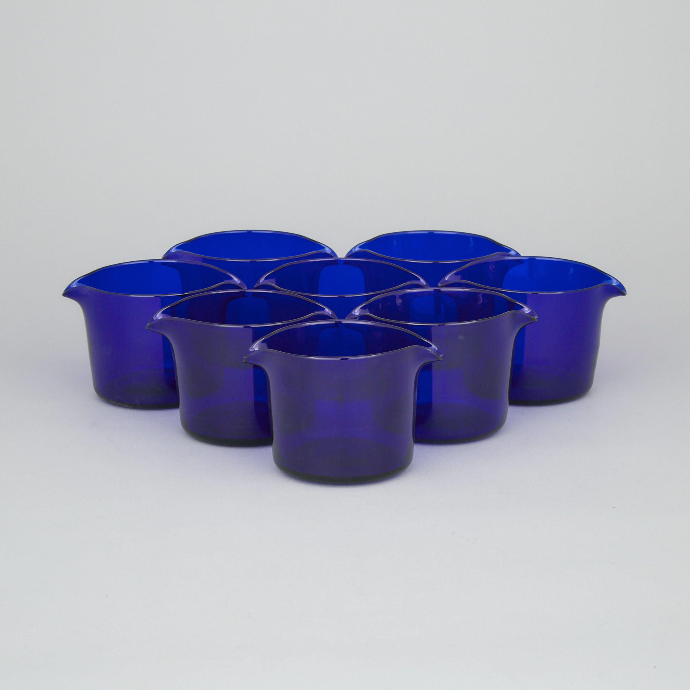 Eight English Blue Glass Rinsing Bowls, 19th century