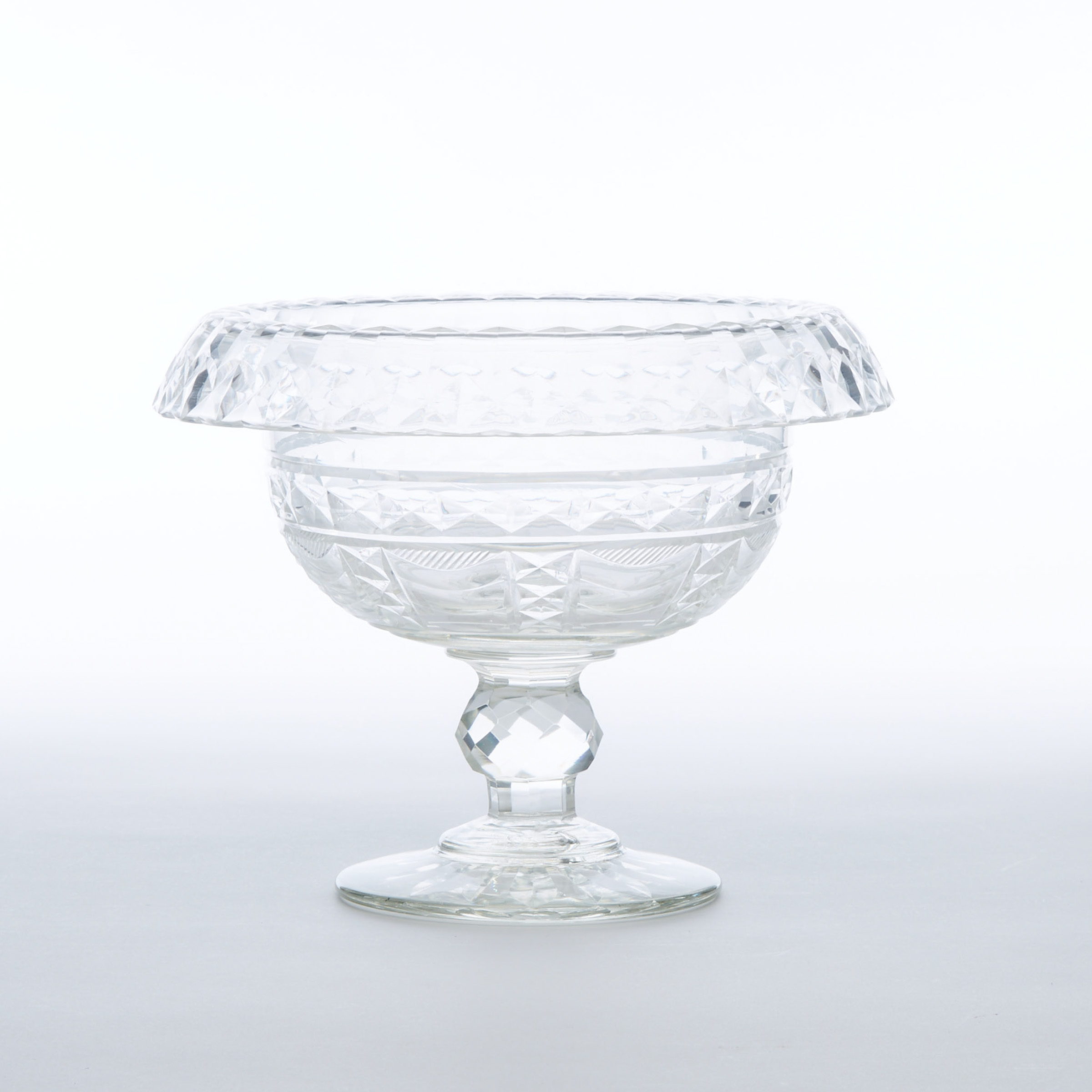 Continental Cut Glass Pedestal Footed Bowl, late 19th/early 20th century