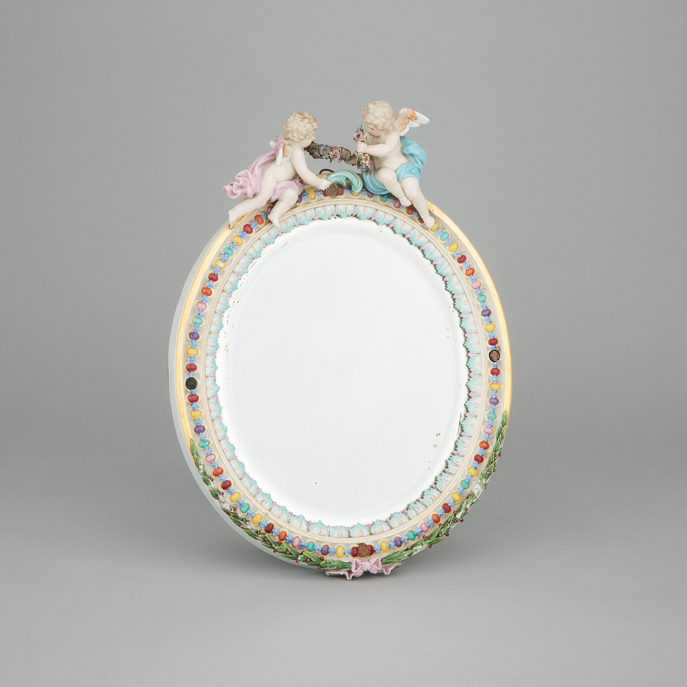 Meissen Oval Framed Wall Mirror, late 19th/early 20th century