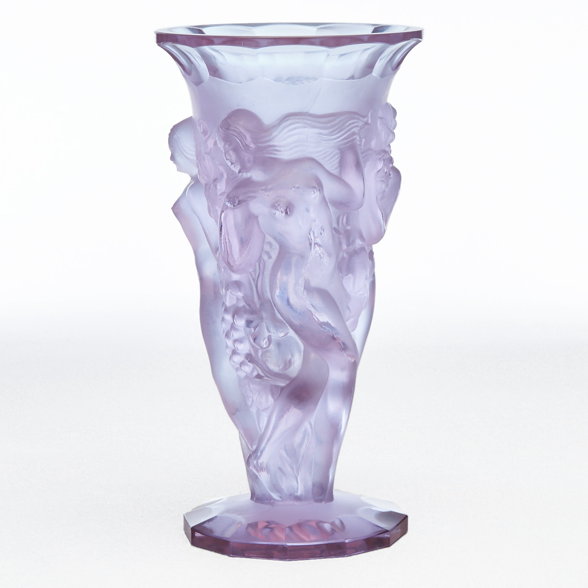 Bohemian Moulded and Partly Frosted Dichroic Glass Vase, 20th century