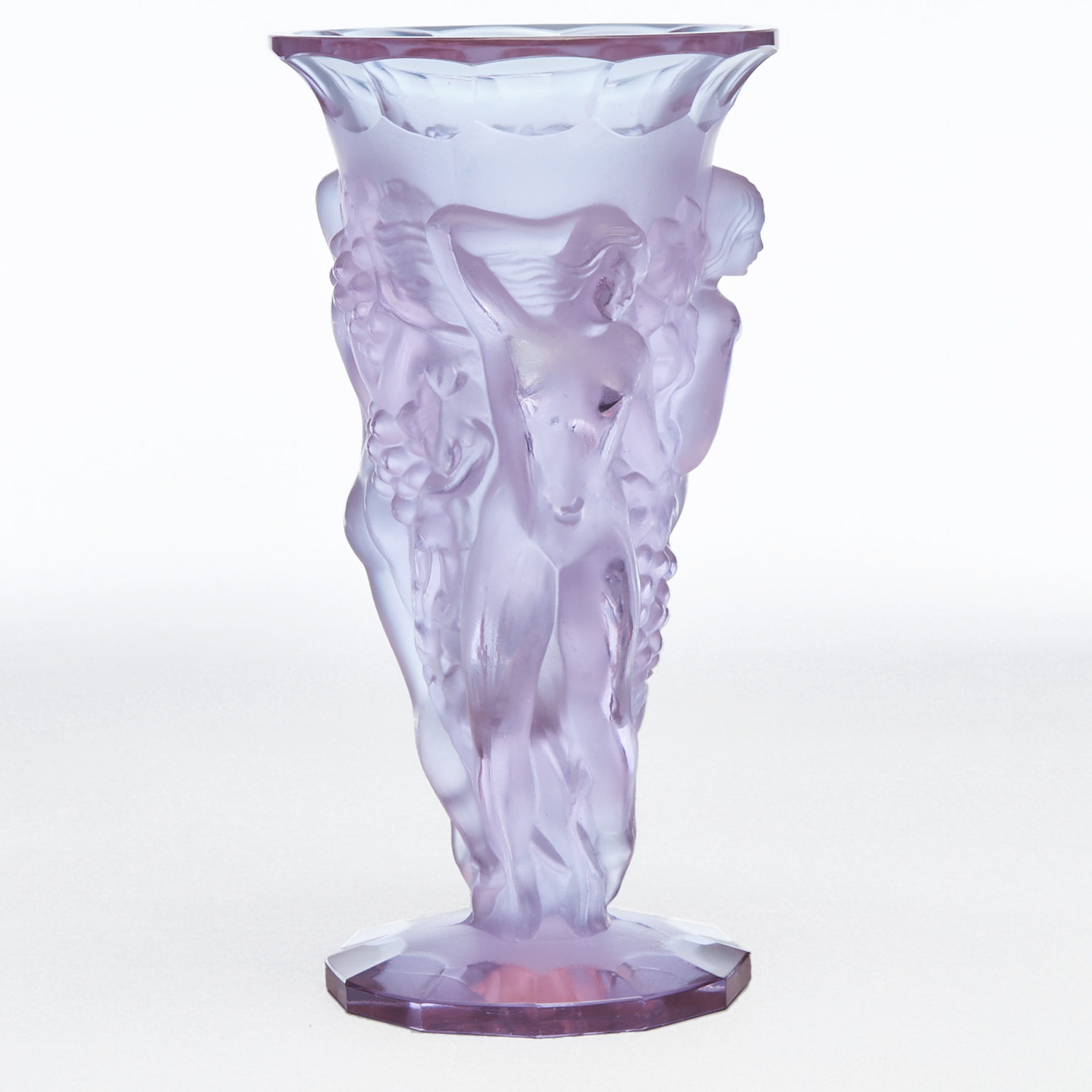 Bohemian Moulded and Partly Frosted Dichroic Glass Vase, 20th century
