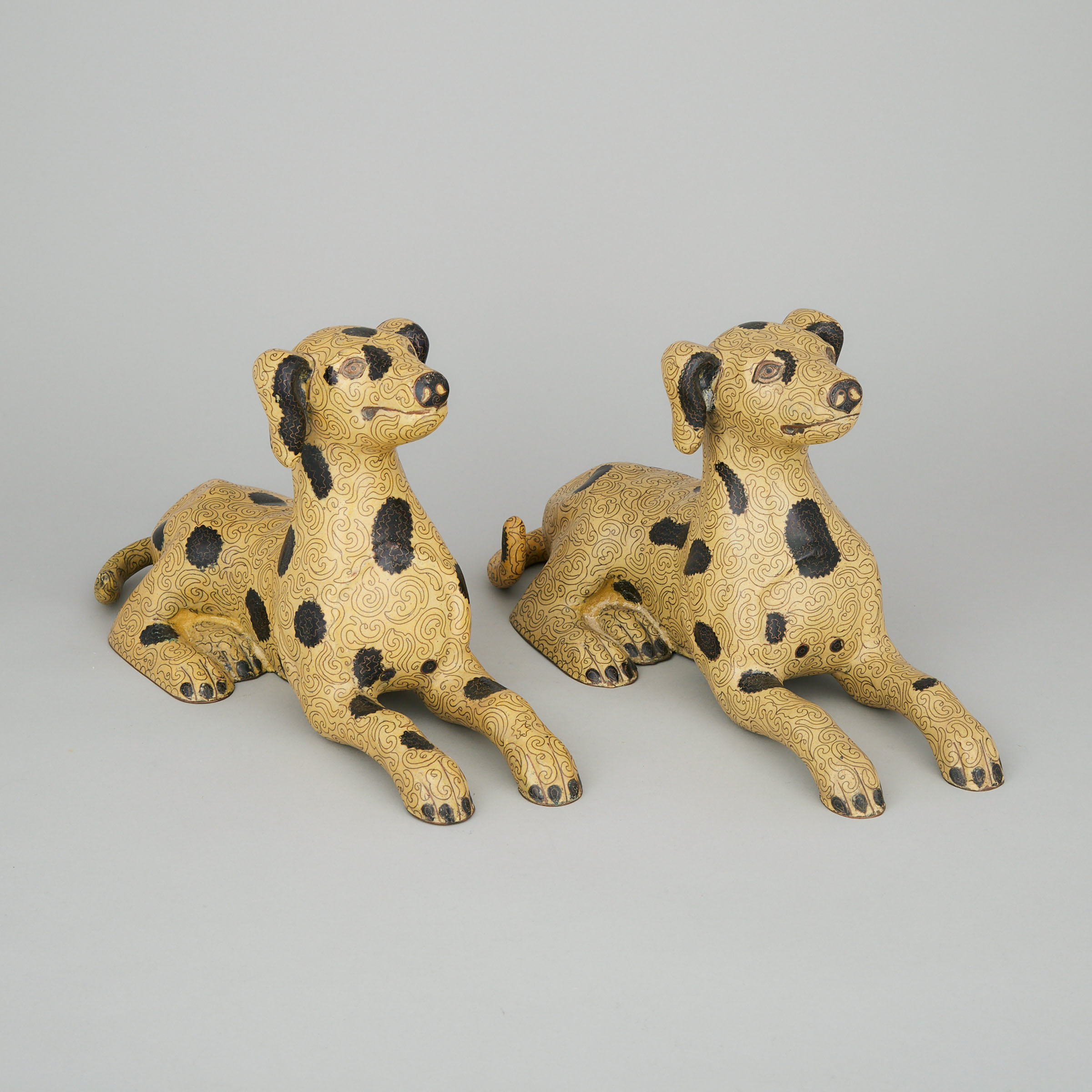 Pair of Chinese Cloisonné Dalmatian Dogs, mid 20th century