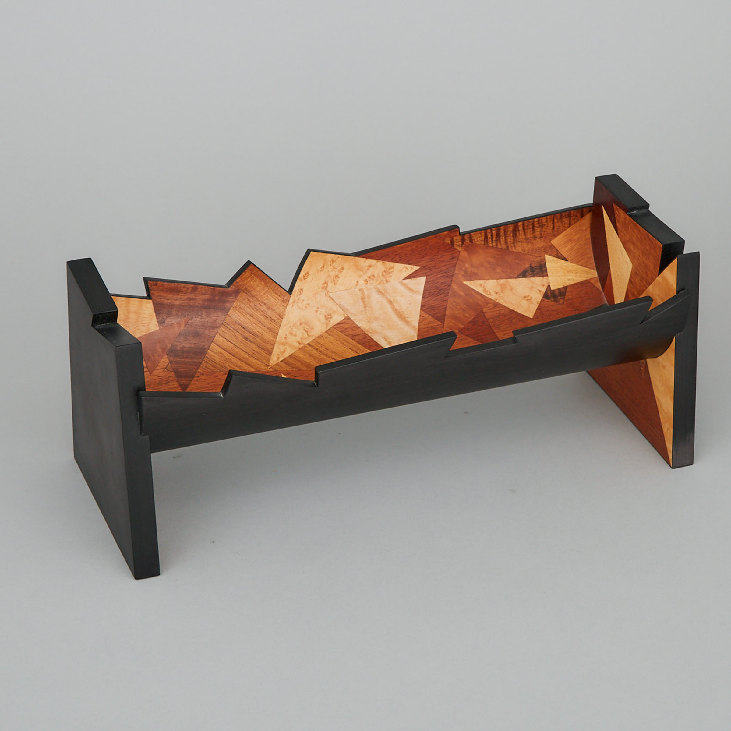 Contemporary Inlaid Mixed Wood Centerpiece Trough Tray by David Atkinson, Guelph, 2002