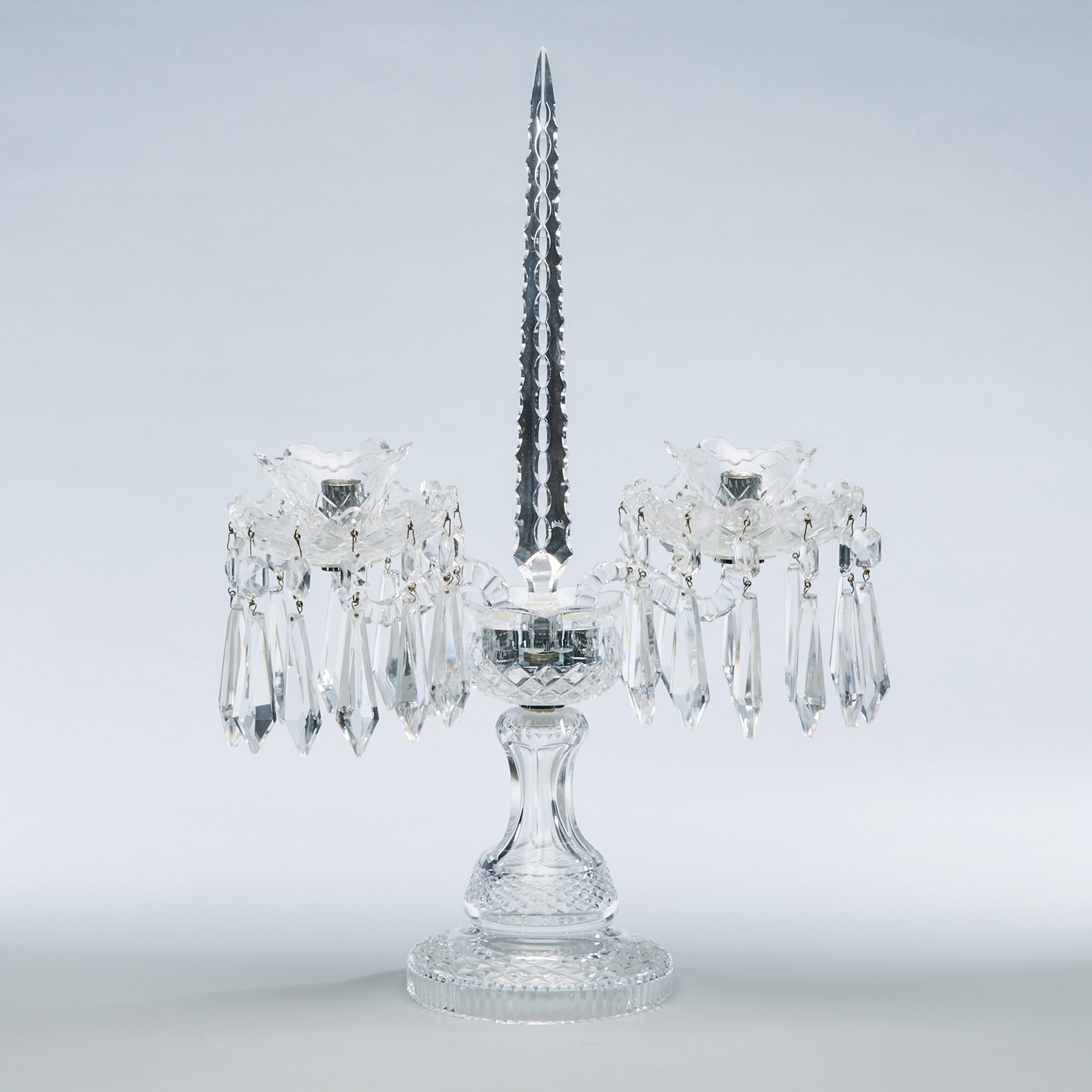 Waterford Cut Glass Two-Light Candelabrum, 20th century