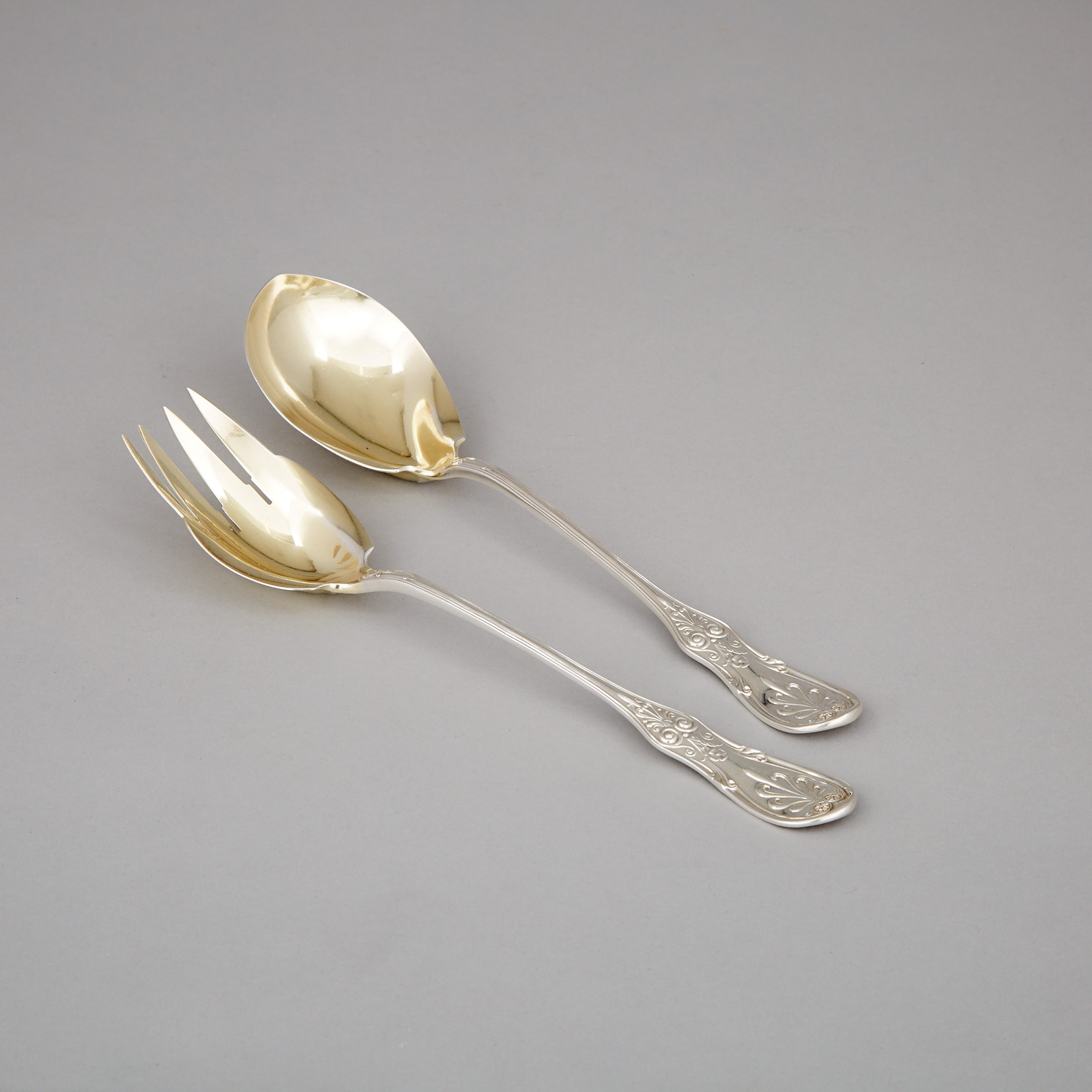American Silver 'Saratoga' Pattern Serving Spoon and Fork, Tiffany & Co., New York, N.Y., 20th century