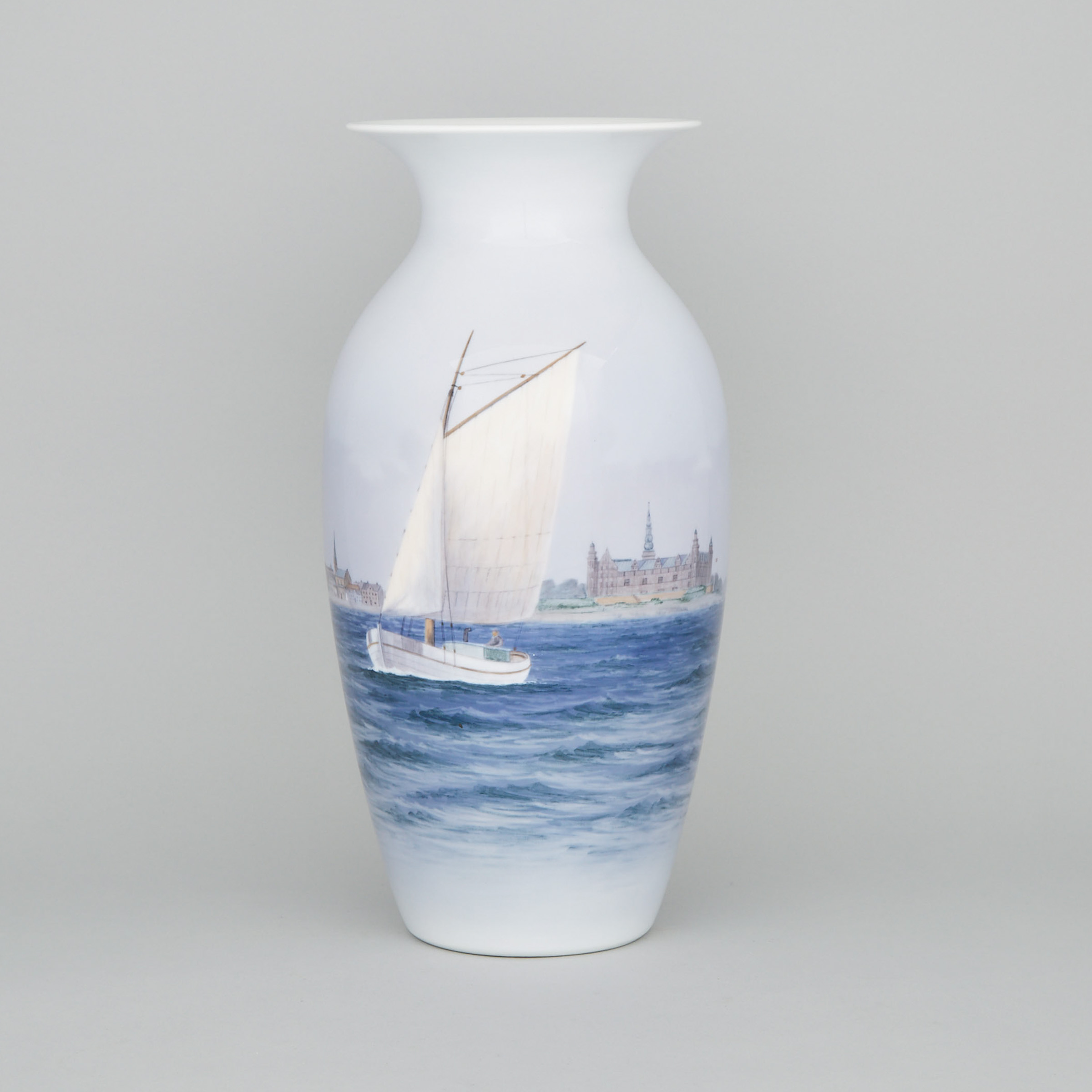 Royal Copenhagen Yacht and Kronborg Large Vase, 20th century