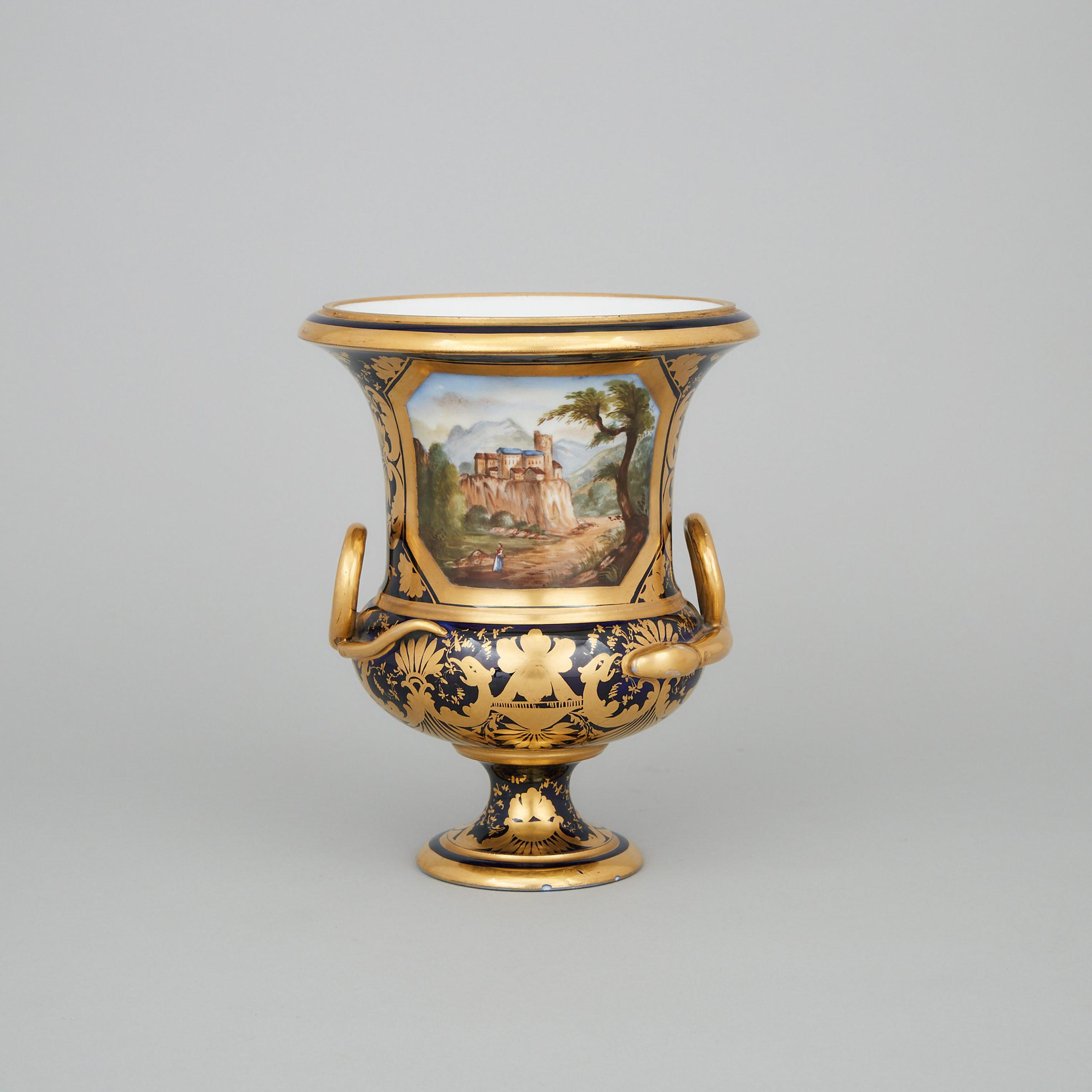 Samson ‘Derby’ Blue and Gilt Ground Campana Shaped Vase, late 19th/early 20th century