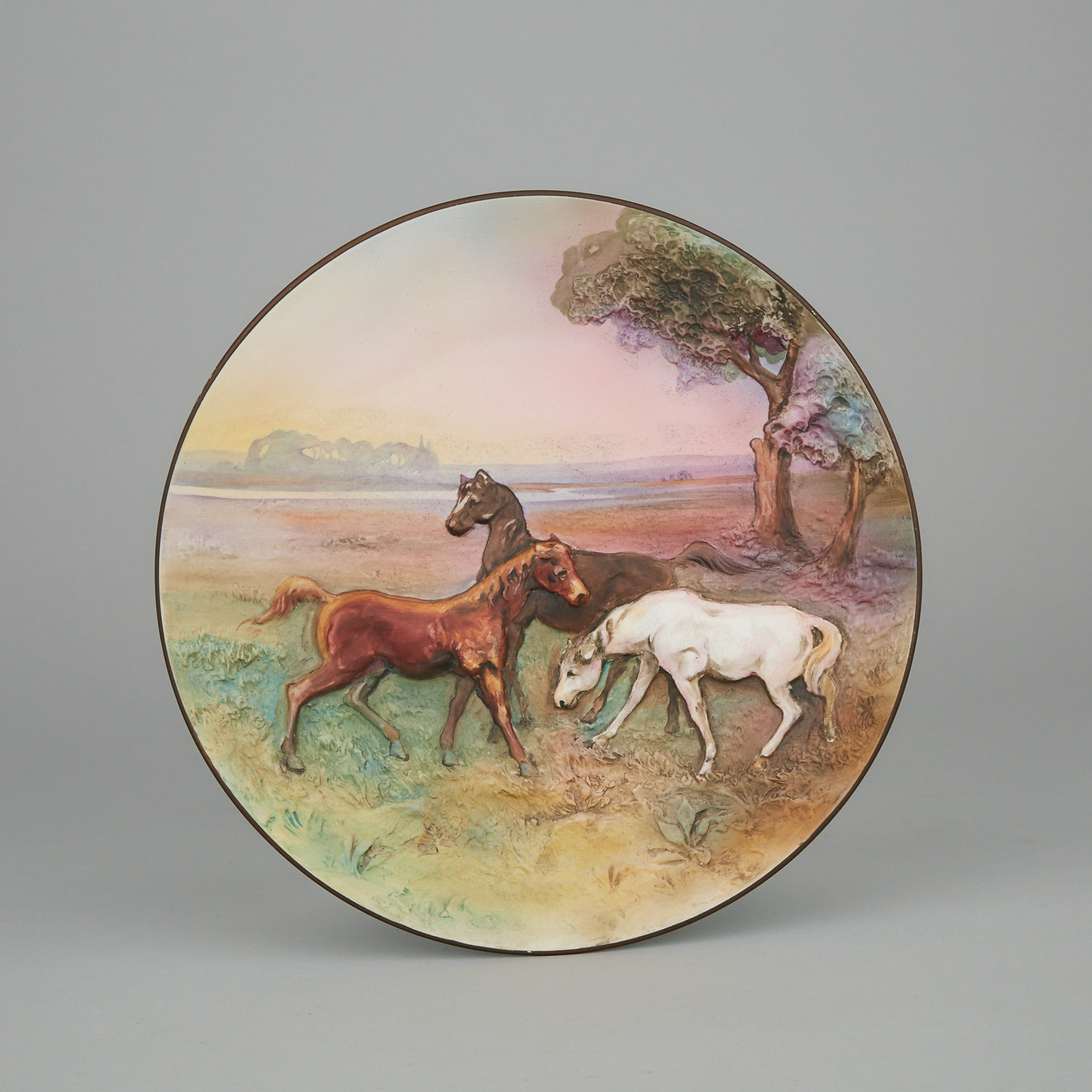 Nippon Moulded Horses Circular Plaque, early 20th century
