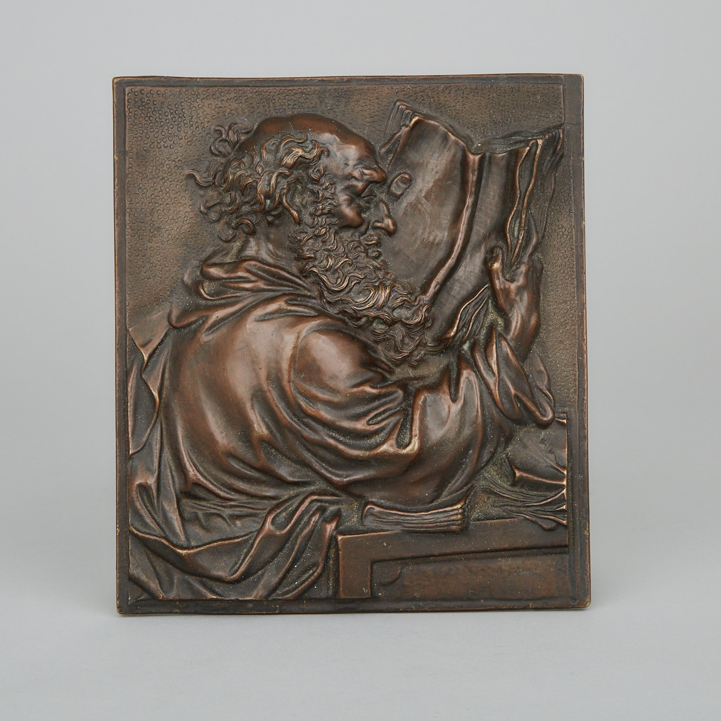 Italian Bronze Relief Plaque of St. Jerome, 19th century