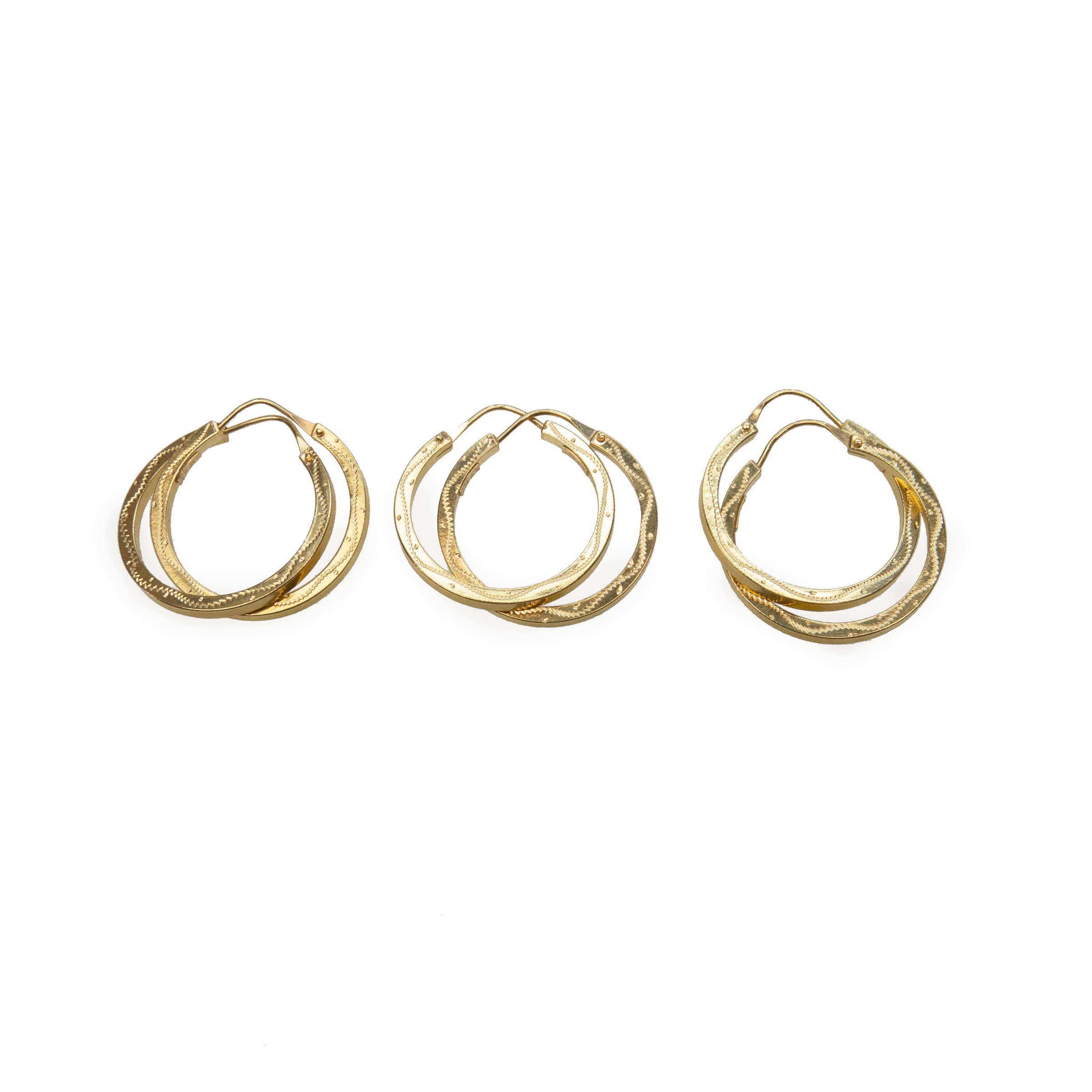 3 X Pairs Of 18K Yellow Gold Hoop Earrings