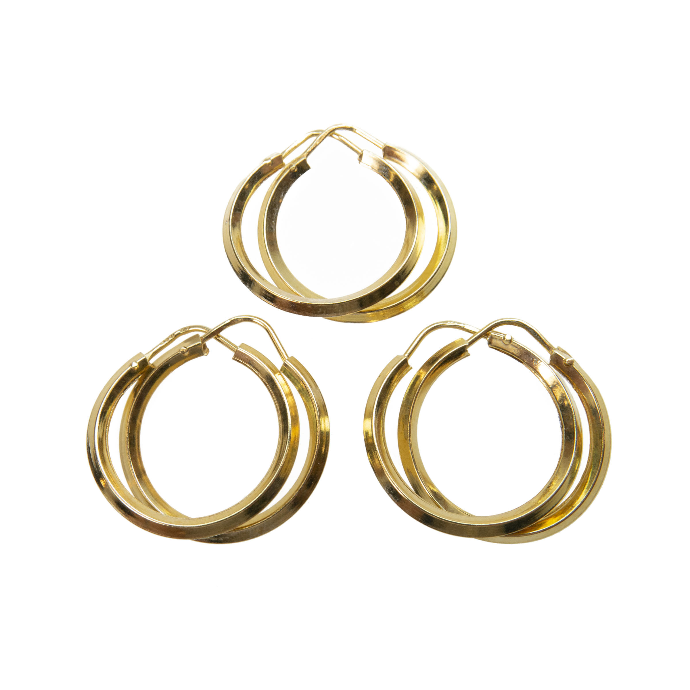3 X Pairs Of 18K Yellow Gold Hoop Earrings