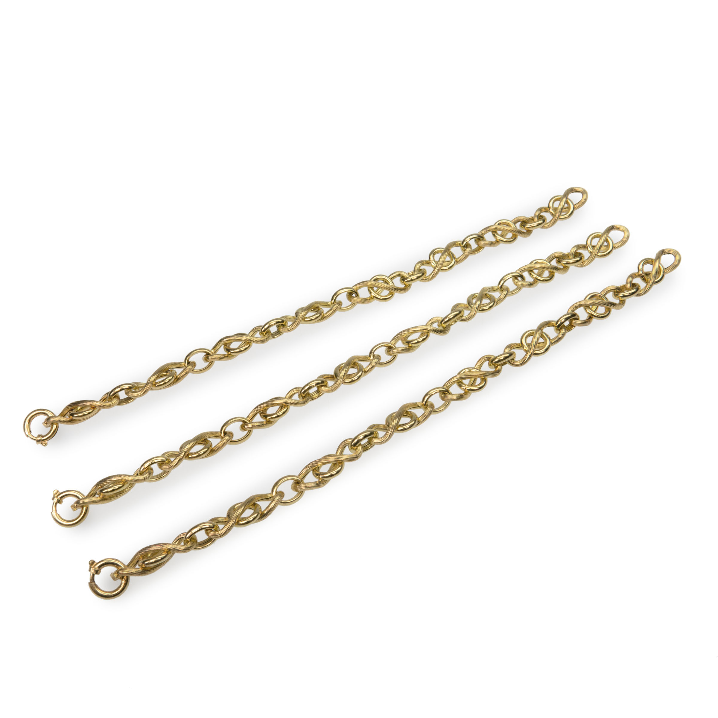 3 x  18K Yellow Gold Link Bracelets
