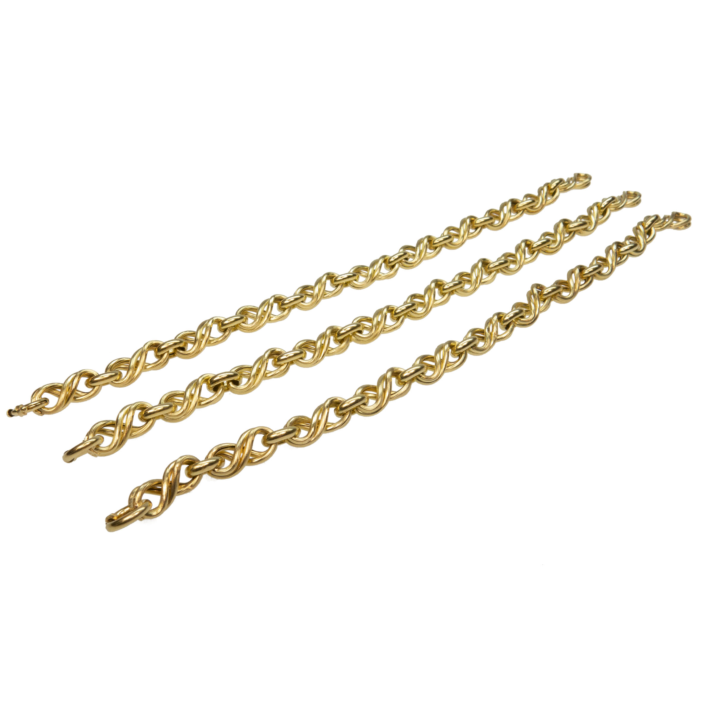 3 x  18K Yellow Gold Link Bracelets