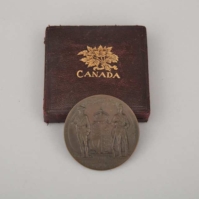 Bronze Medallion Commemorating the Visit of the Duke and Duchess of Cornwall and York Acknowledging Canada's Participation in the Boer War, 1901