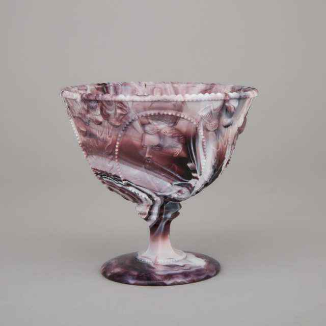 Henry Greener & Co. Marquis & Marchioness of Lorne Landing at Halifax Amethyst Slag Glass Footed Sugar Bowl, c.1878