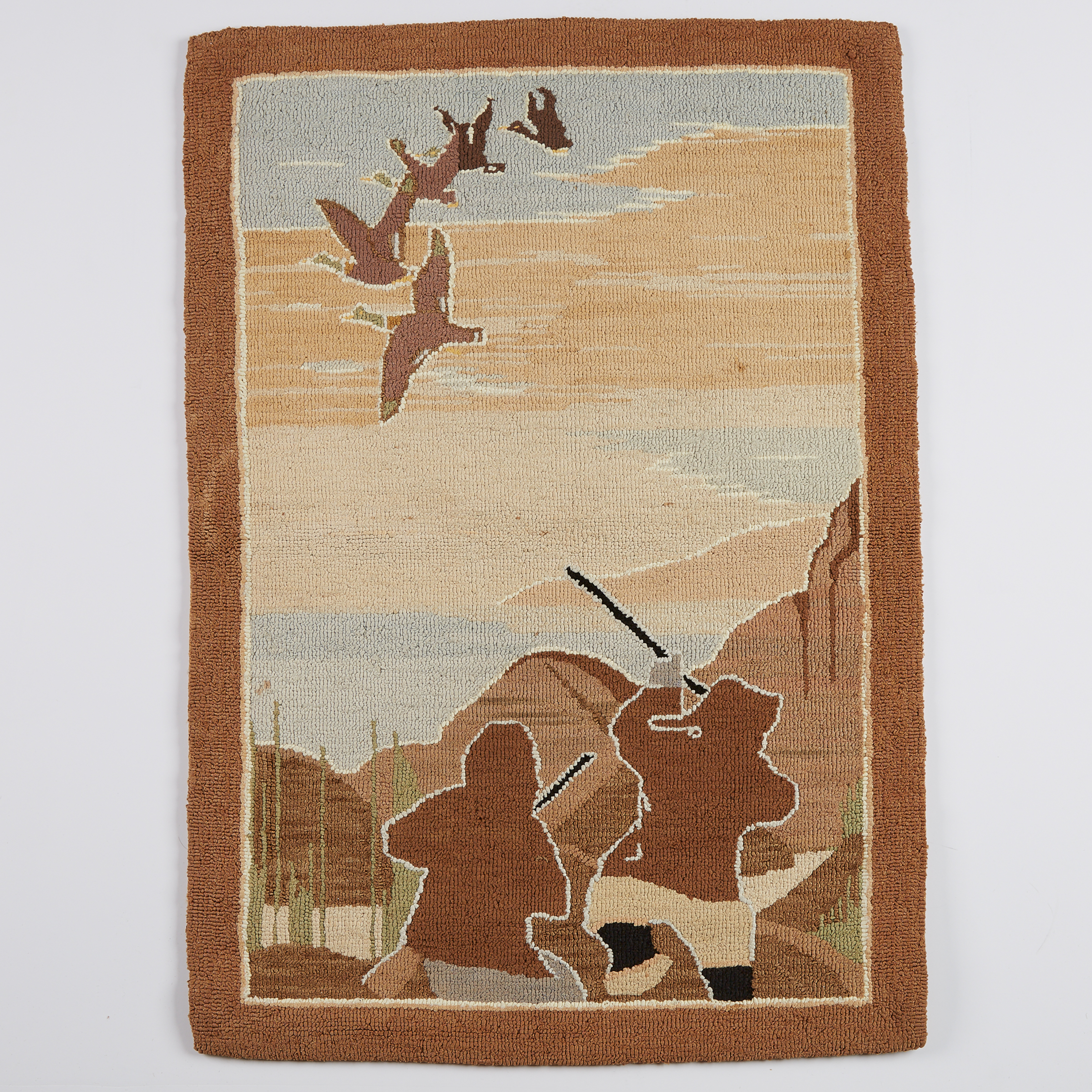 Grenfell Labrador Industries Duck Hunting Hooked Mat, c.1930
