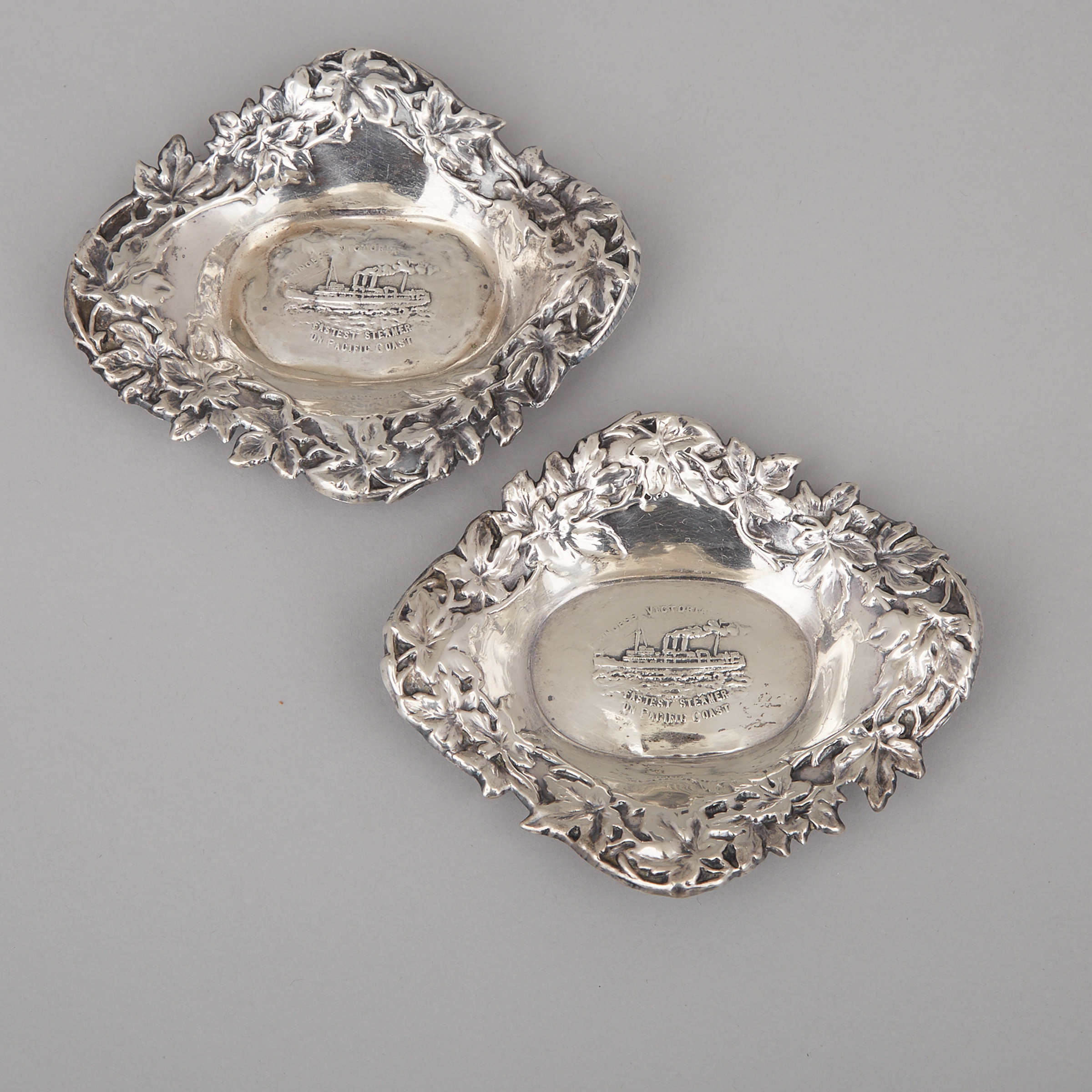 Two Canadian Pacific Railways SS Princess Victoria Silver Nut Dishes, 1929