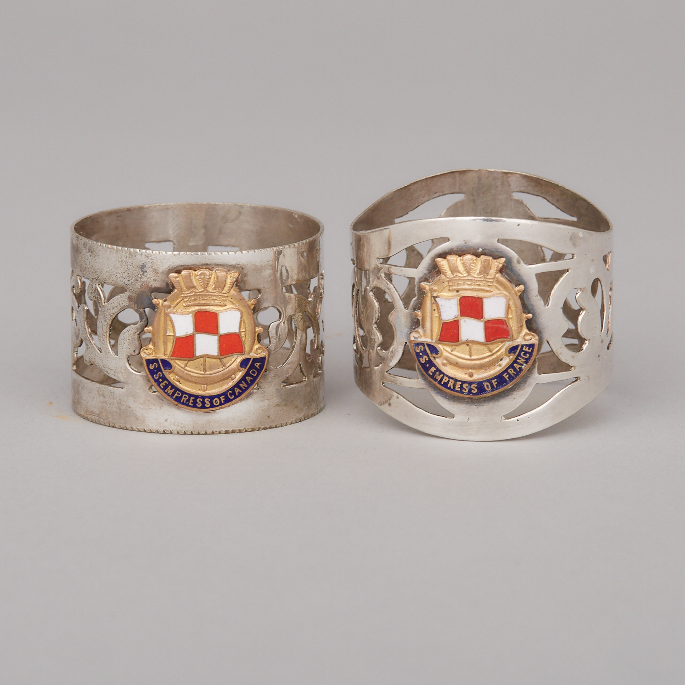 Two Canadian Pacific Steamships Ltd. Napkin Rings, 1948