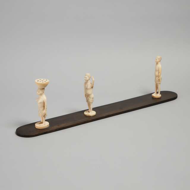 West African Carved Ivory Figural Procession, possibly Yoruba