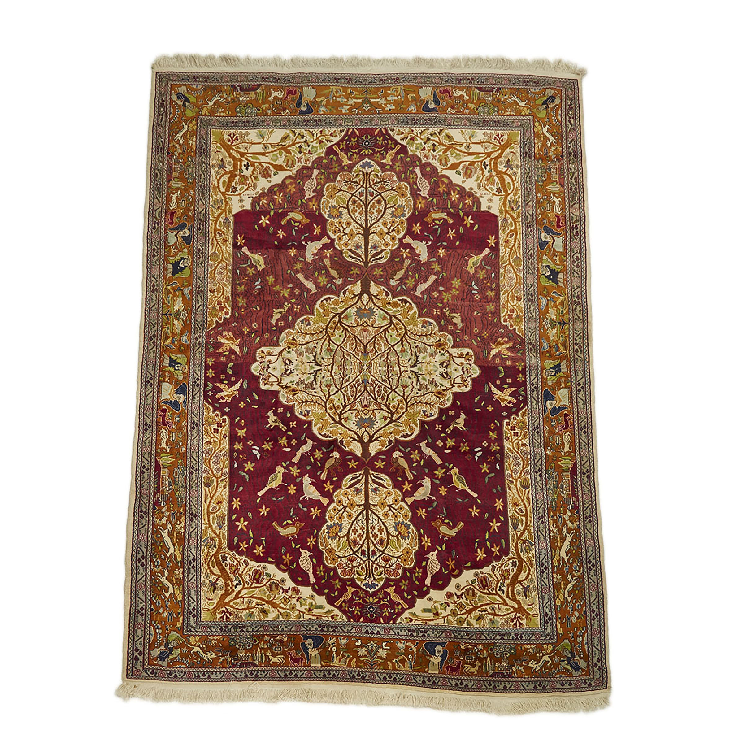 Indo Tabriz Garden Design Carpet, mid 20th century