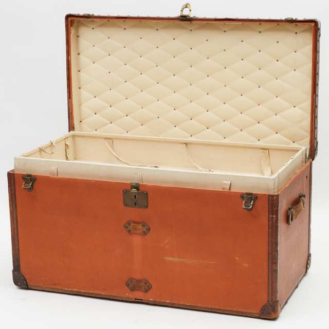 Louis Vuitton Orange Vuittonite Canvas Steamer Trunk, c.1920
