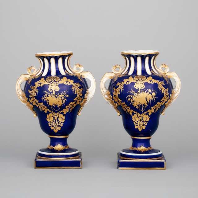 Pair of 'Sèvres' Blue-Ground Vases, late 19th century